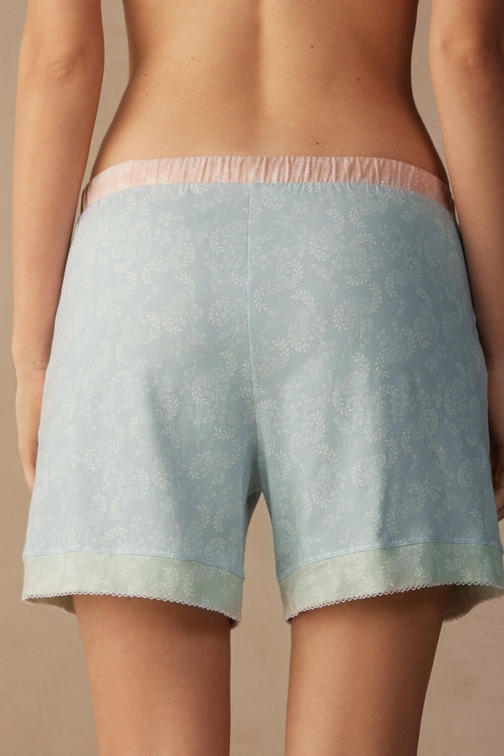 Light Blue - 226j - Romantic Cashmere Print Intimissimi Romantic Cashmere Cotton Shorts | CMEN-46270