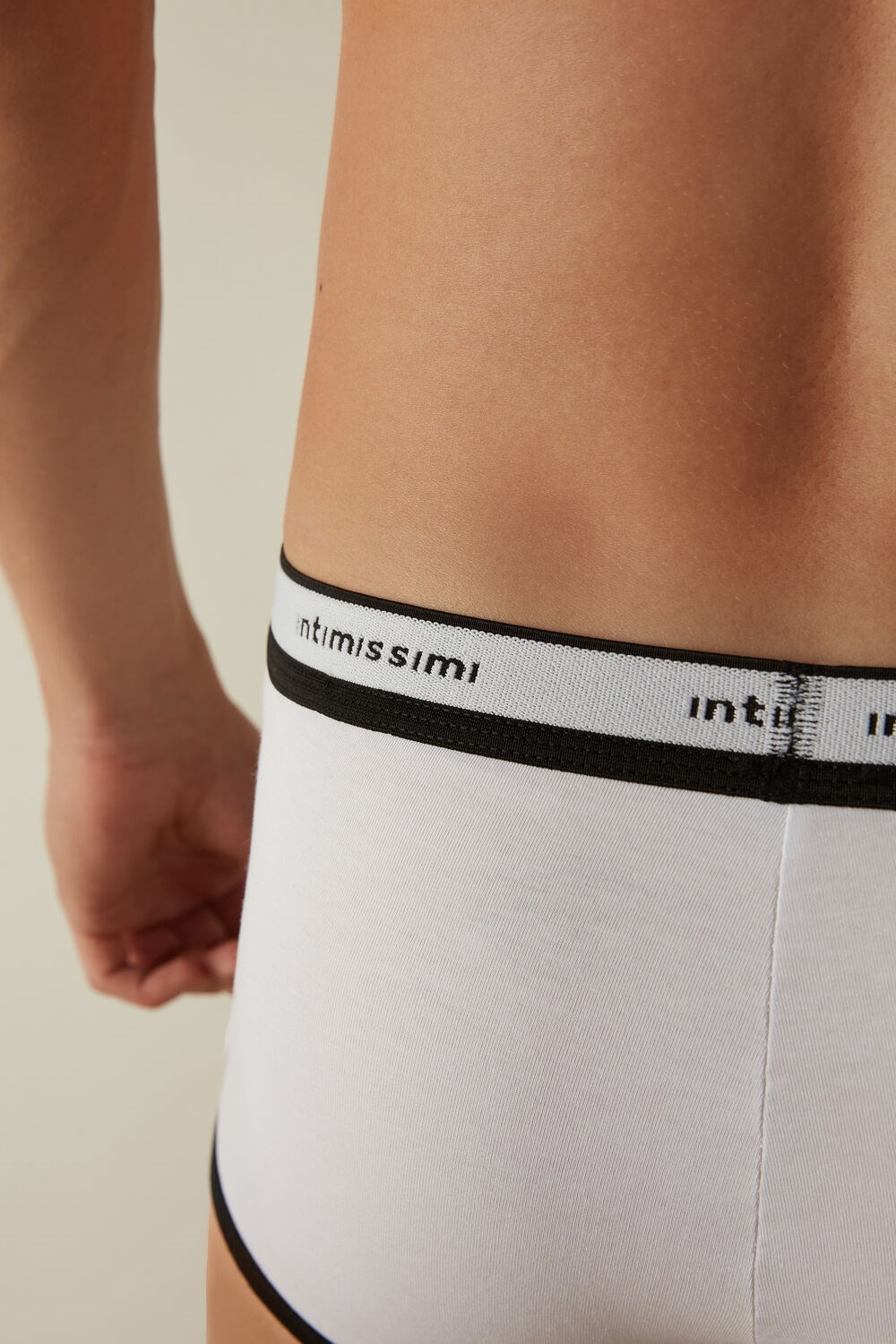 Multicolor - 143i - White / Black Intimissimi Stretch Supima® Cotton Boxer Shorts with Logo Detail | AXLV-37941