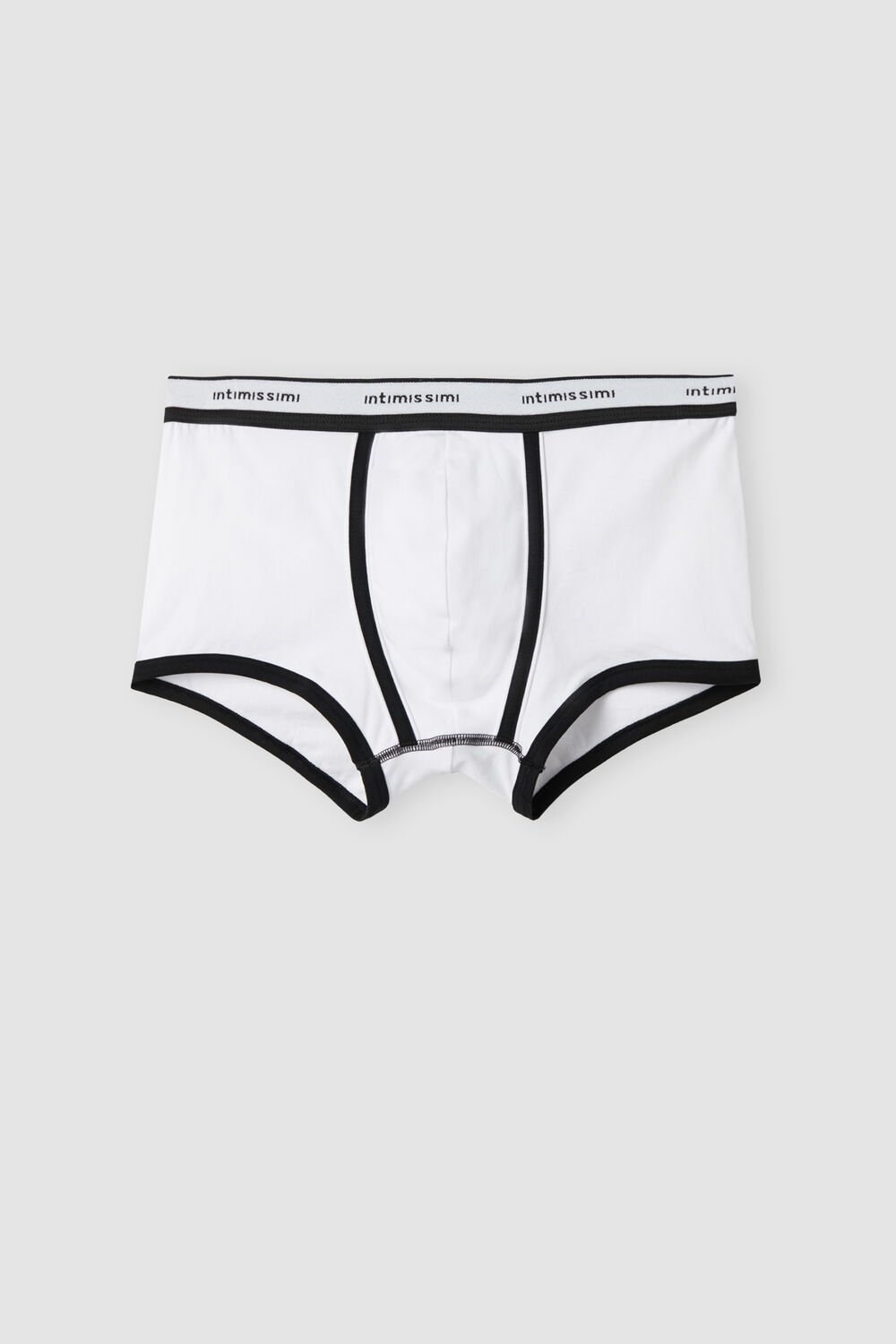 Multicolor - 143i - White / Black Intimissimi Stretch Supima® Cotton Boxer Shorts with Logo Detail | AXLV-37941