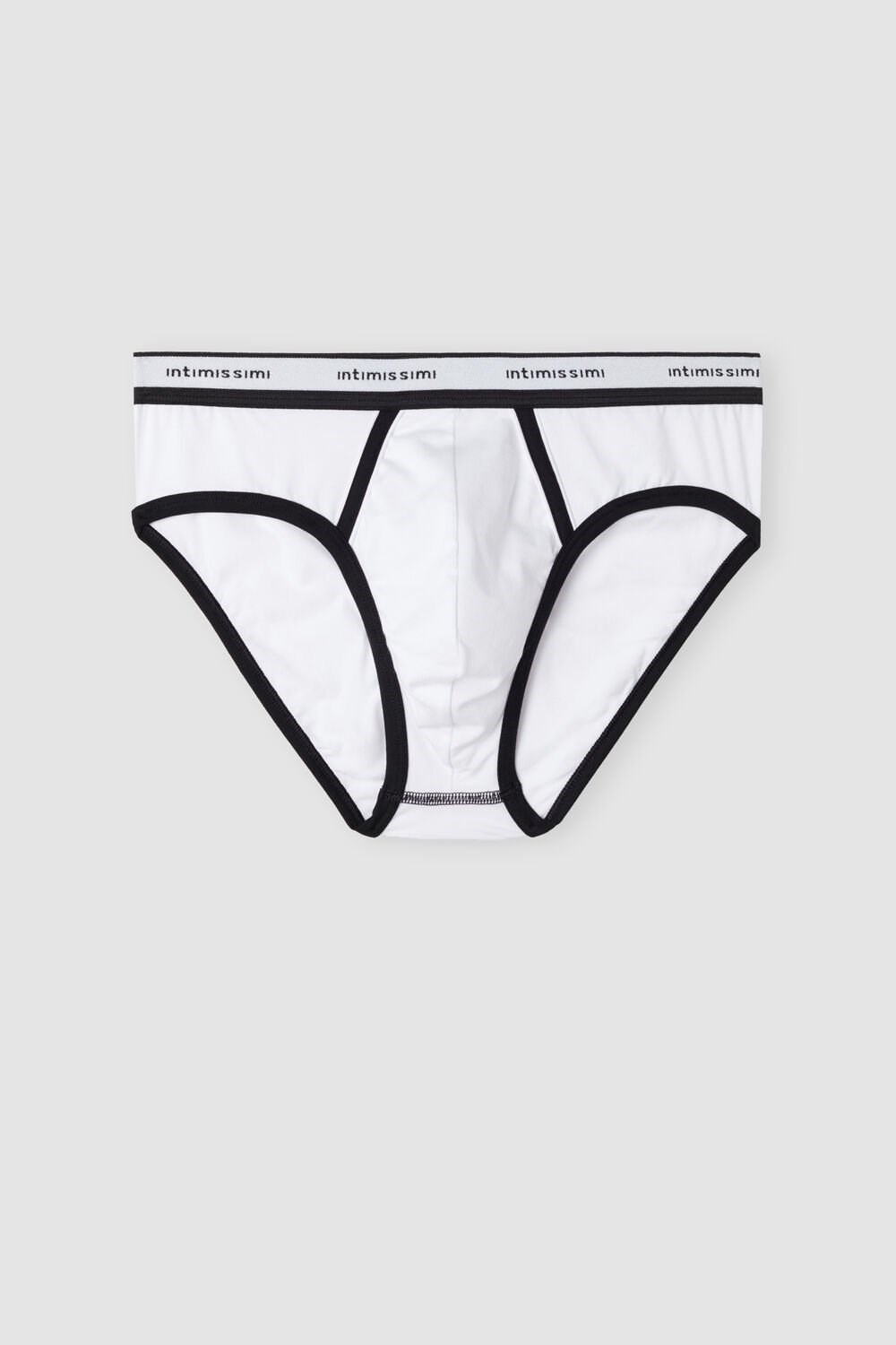 Multicolor - 143i - White / Black Intimissimi Stretch Supima® Cotton Brief with Logo Detail | IAYH-07652