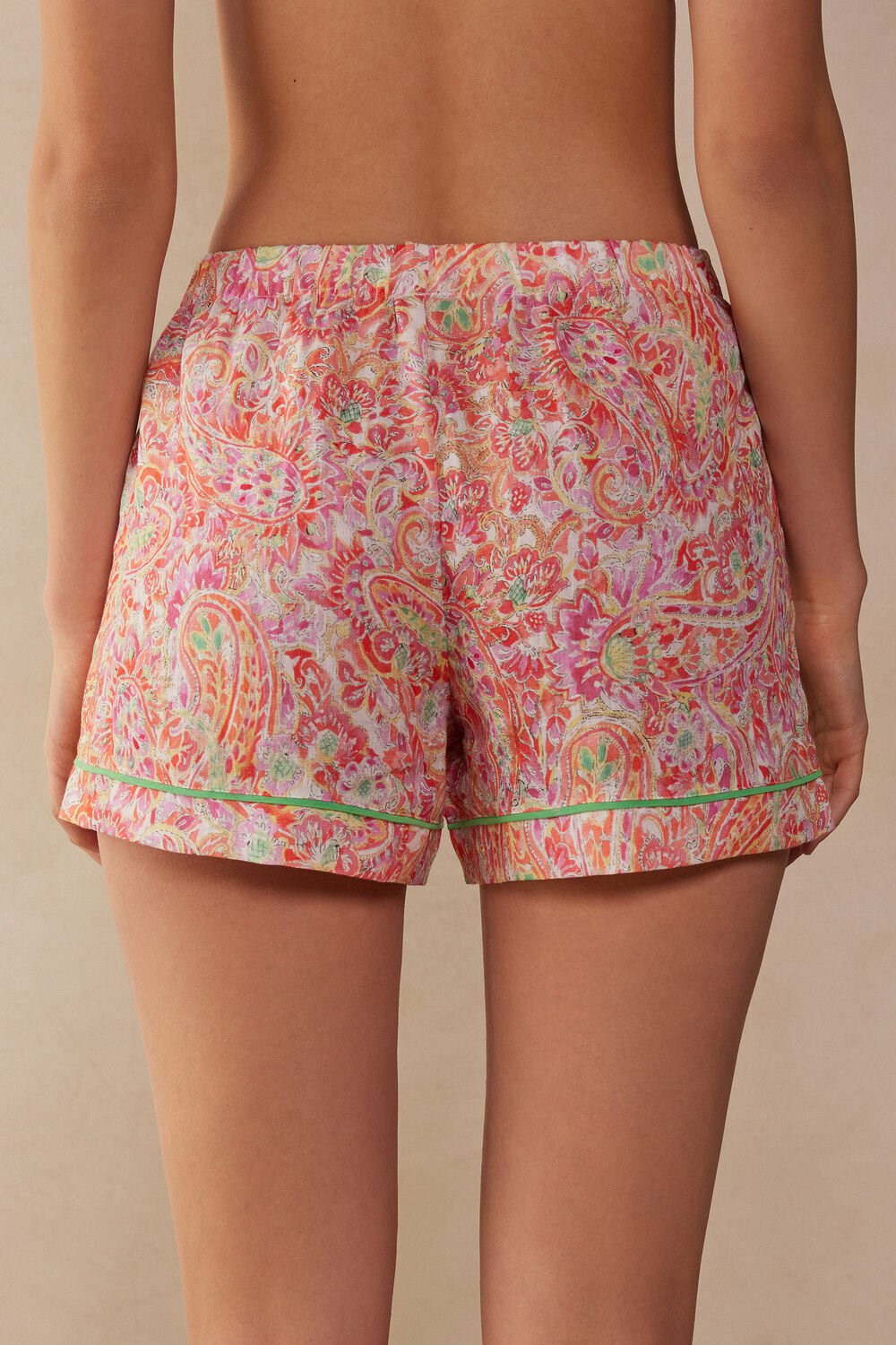 Multicolor - 240j - Summer Cashmere Print Intimissimi Summer Journey Linen Shorts | EXIA-31854