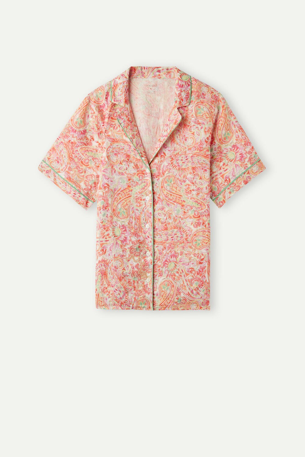 Multicolor - 240j - Summer Cashmere Print Intimissimi Summer Journey Short Sleeve Linen Shirt | RJSD-12670