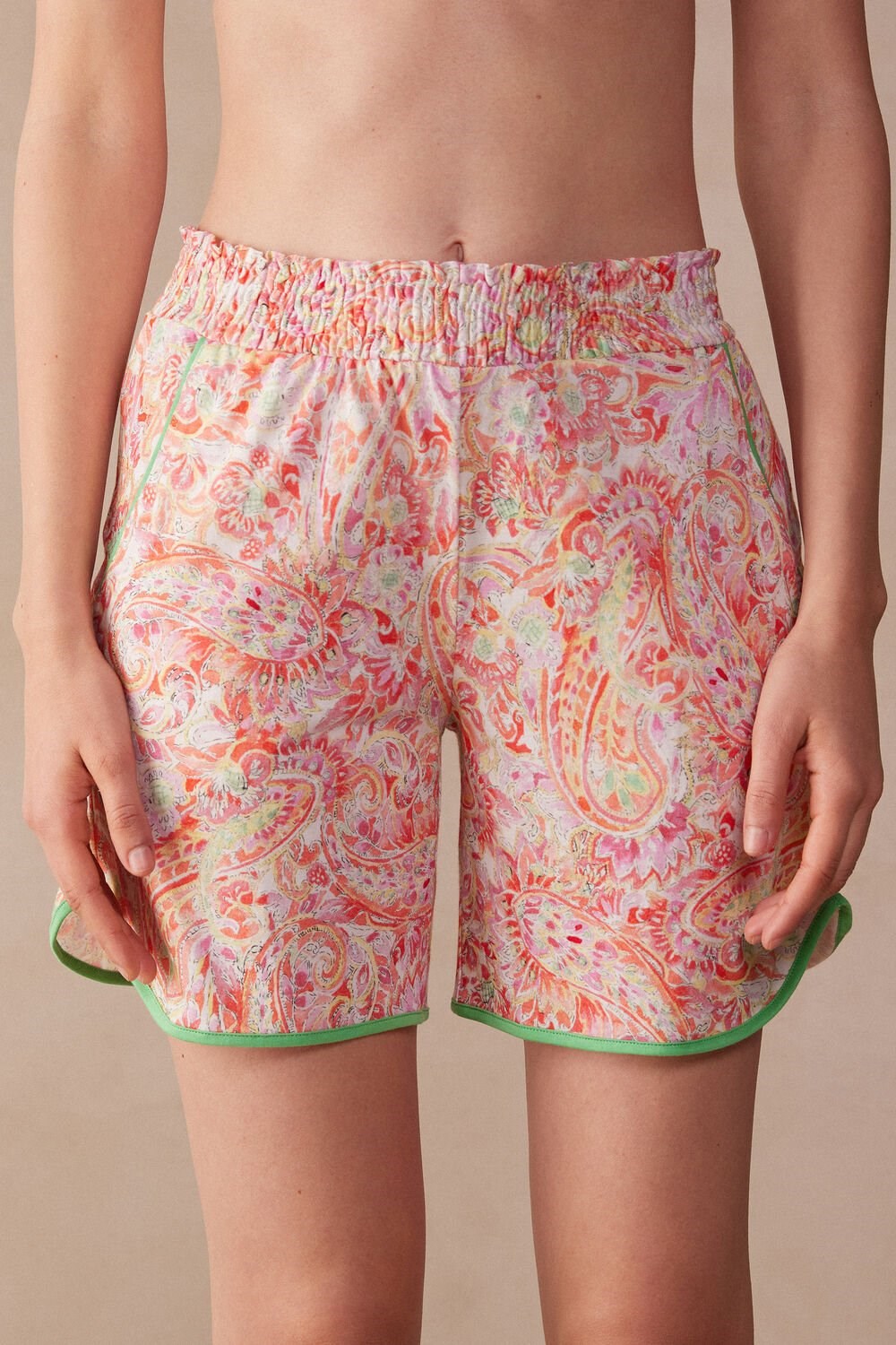 Multicolor - 240j - Summer Cashmere Print Intimissimi Summer Journey Ultrafresh Supima® Cotton Shorts | XLGC-46793