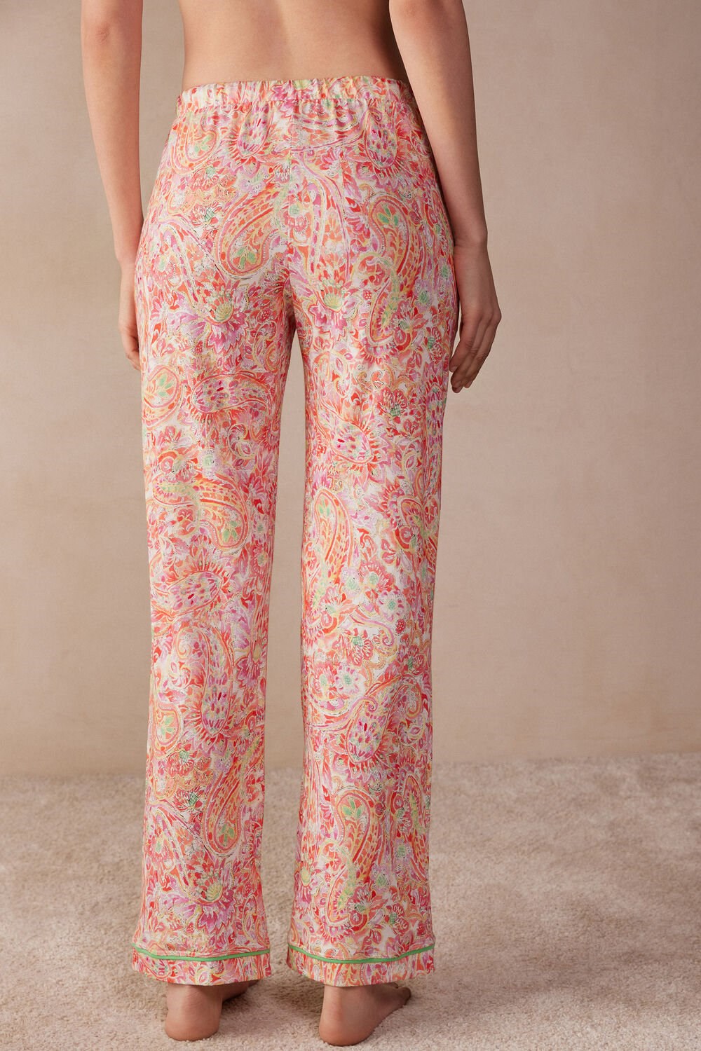 Multicolor - 240j - Summer Cashmere Print Intimissimi Summer Journey Ultrafresh Supima® Cotton Full Length Pants | ZNUQ-80714