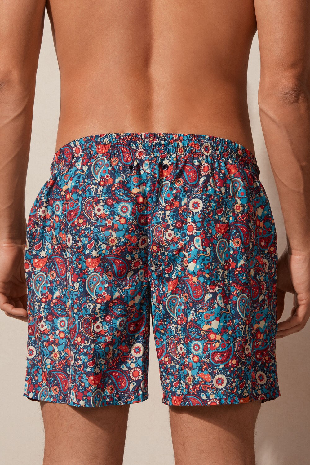 Multicolor - 266j - Orange Paisley Print Intimissimi Orange Paisley Print Swim Trunks | UHKS-36089