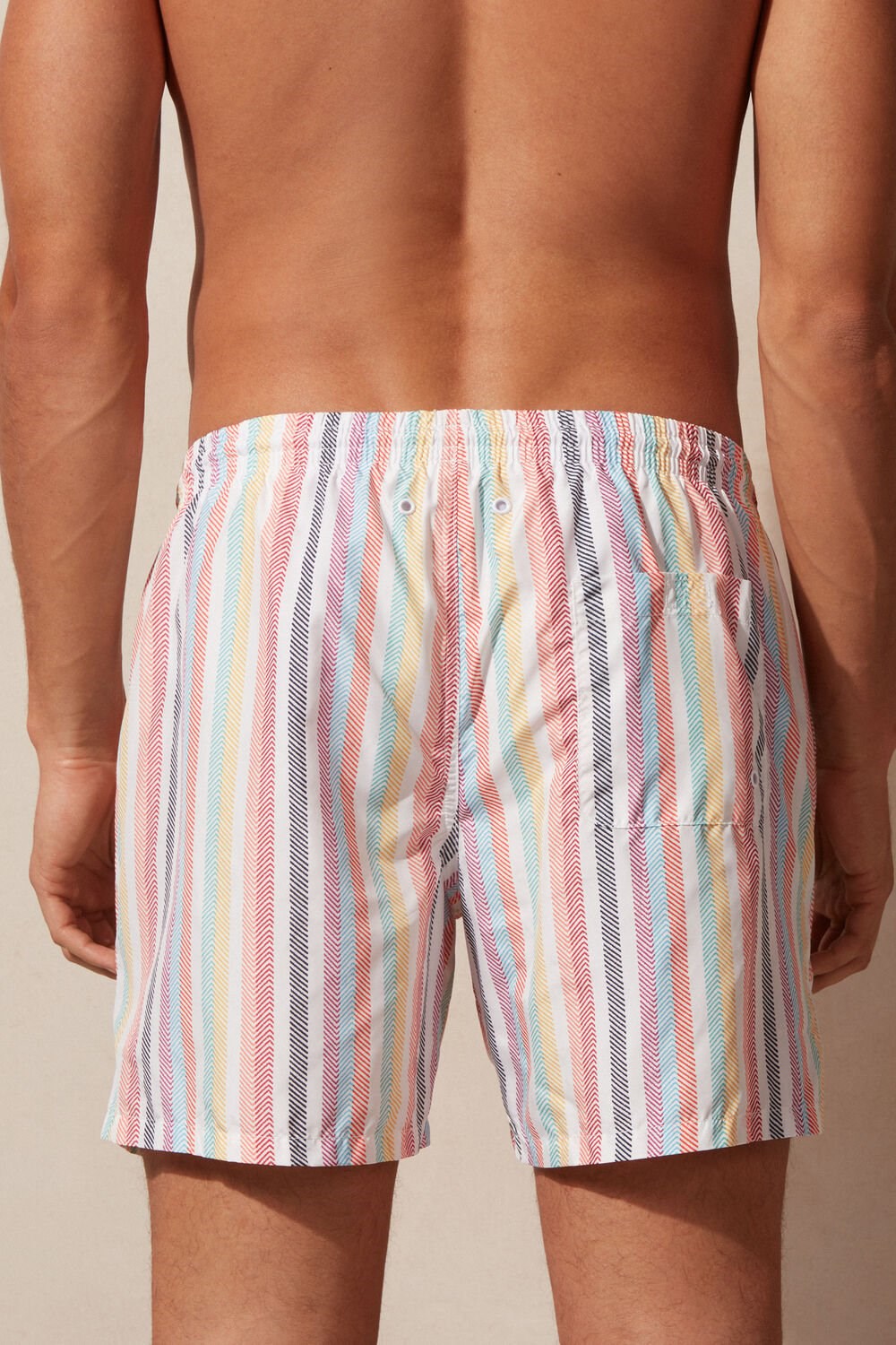 Multicolor - 276j - Multicolor Stripe Print Intimissimi Multicolor Stripe Print Swim Trunks | ILKC-75168