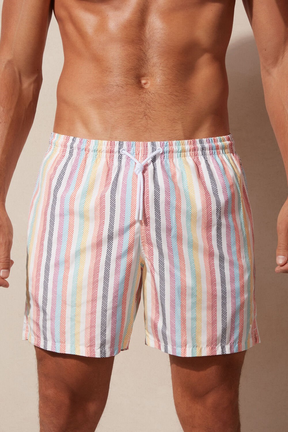 Multicolor - 276j - Multicolor Stripe Print Intimissimi Multicolor Stripe Print Swim Trunks | ILKC-75168