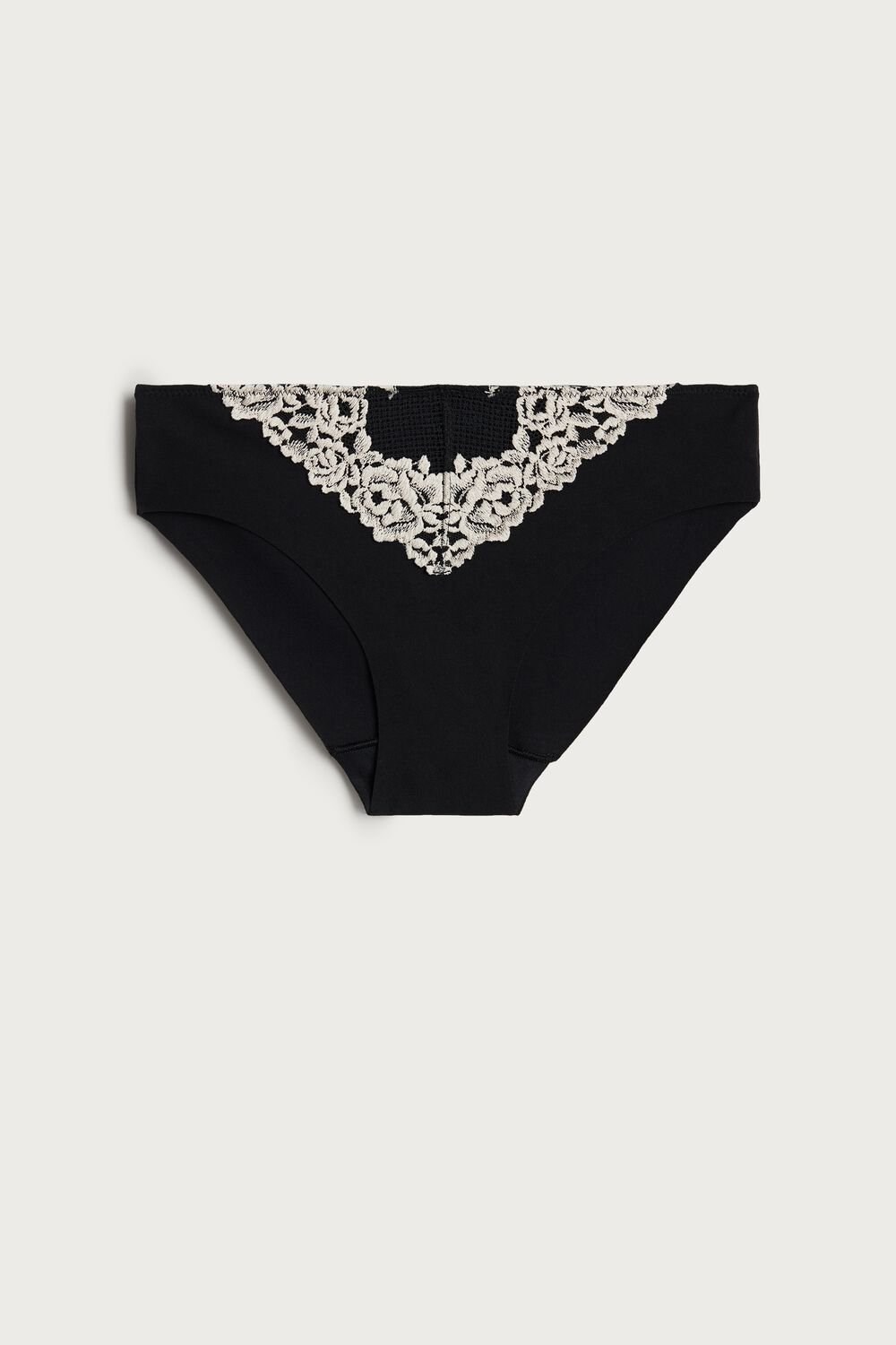 Multicolor - 9887 - Black / Ivory Intimissimi Pretty Flowers Seamless Cotton Panties | IRQA-92816