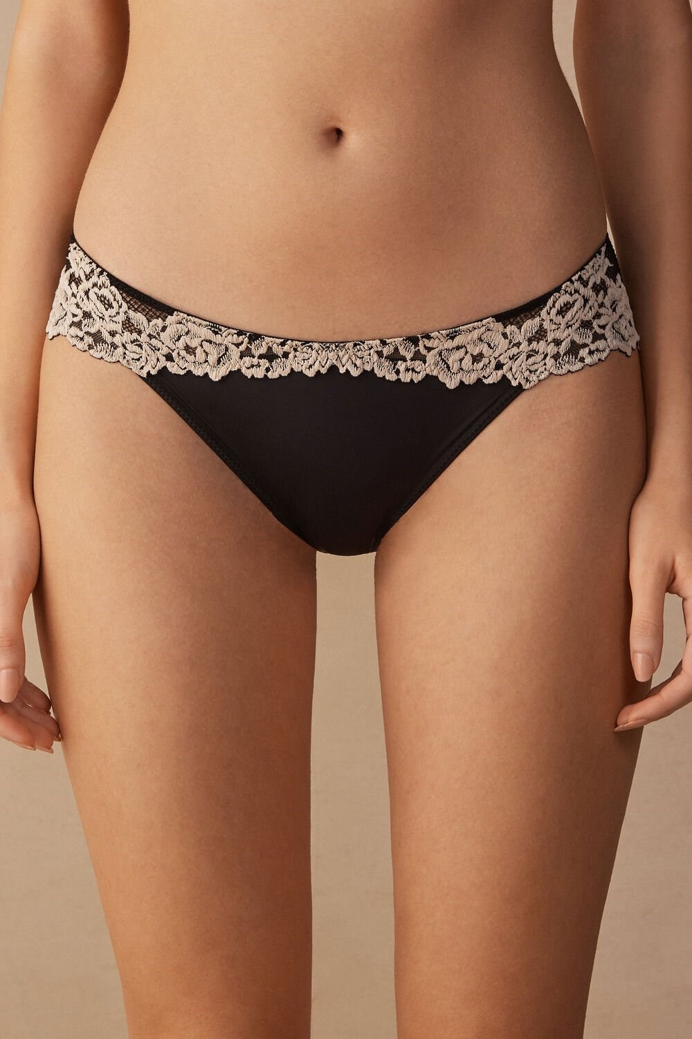 Multicolor - 9887 - Black / Ivory Intimissimi Pretty Flowers Panties | KVZR-43250