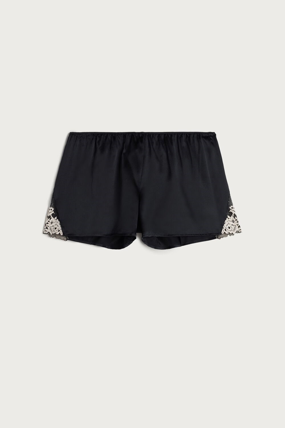 Multicolor - 9887 - Black / Ivory Intimissimi Pretty Flowers Silk Shorts | NQEY-01964