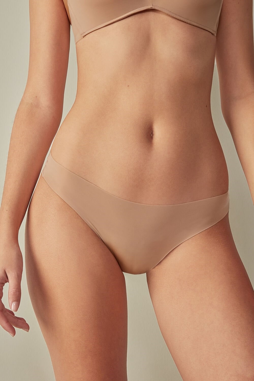 Natural - 044 - Soft Beige Intimissimi Brazilian Panties in Seamless Ultra Light Microfiber | XSUA-72381