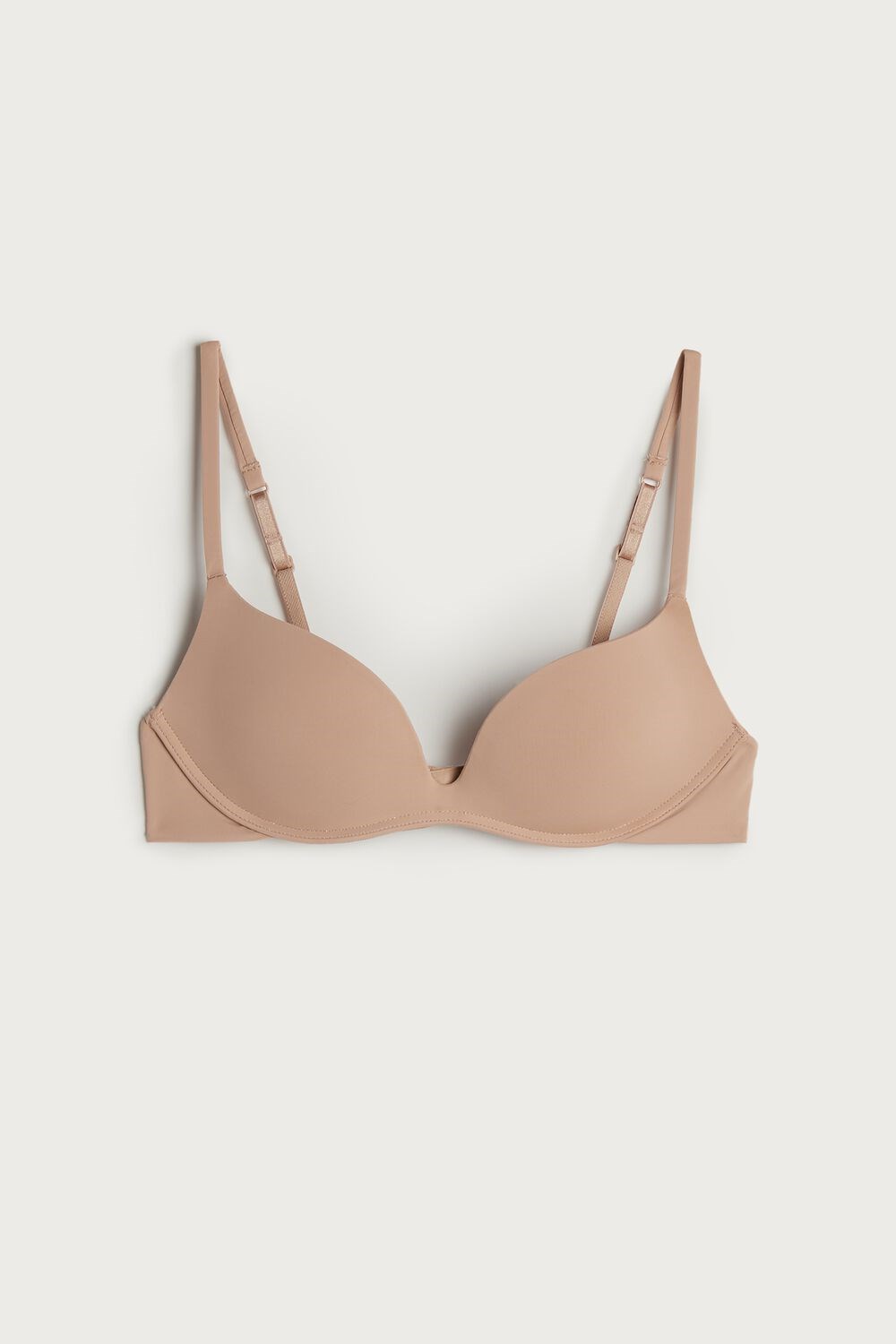 Natural - 044 - Soft Beige Intimissimi Gioia C-D Cup Microfiber Super Push-Up Bra | SAOZ-48265