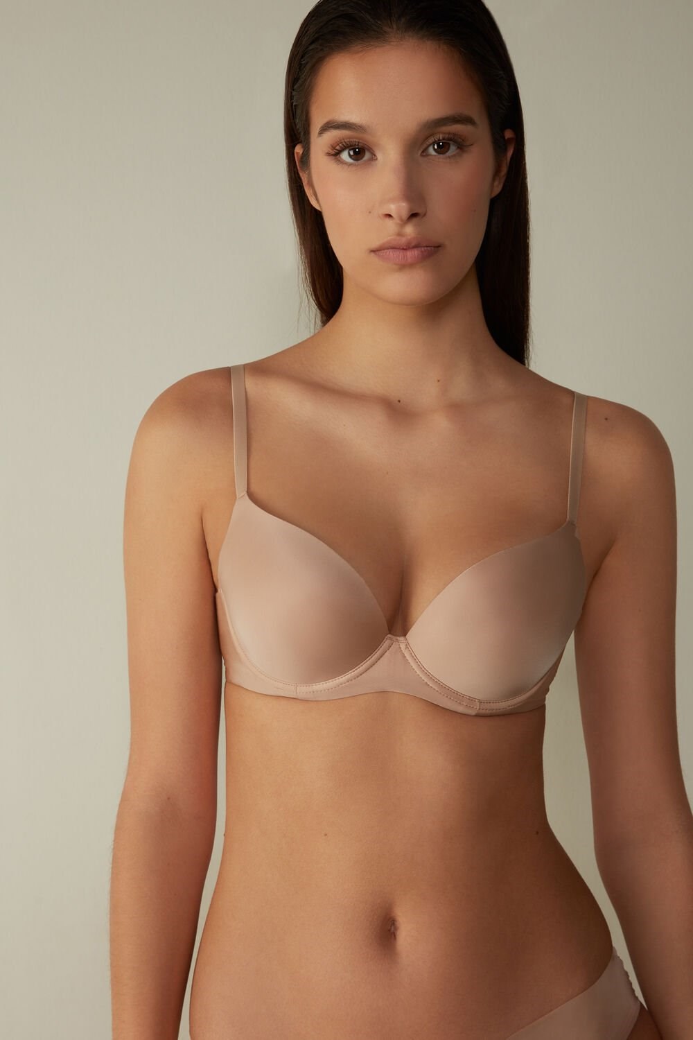 Natural - 044 - Soft Beige Intimissimi Irina Microfiber Balconette Bra | AKUP-16397