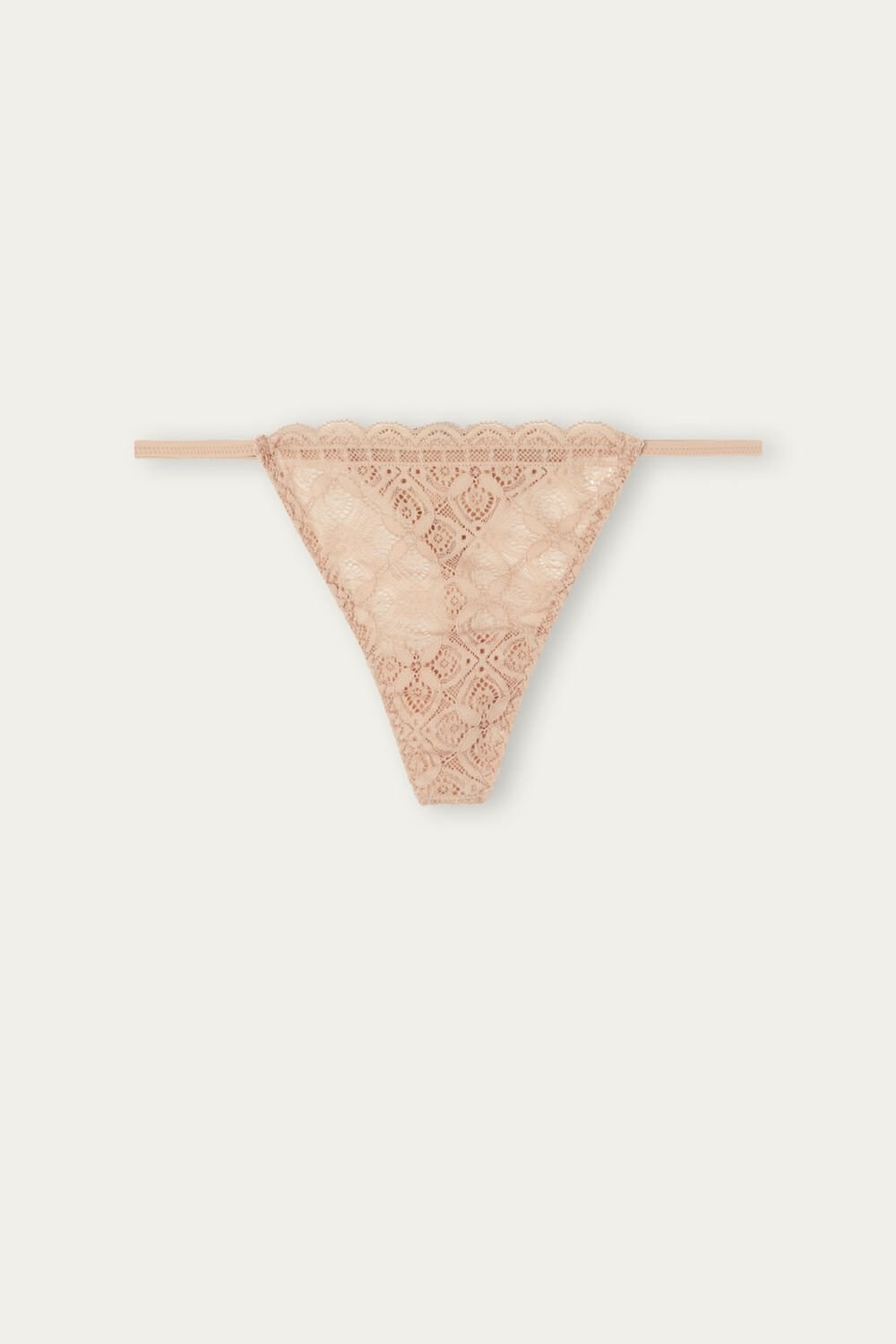 Natural - 044 - Soft Beige Intimissimi Lace String Thong | GAEY-94165