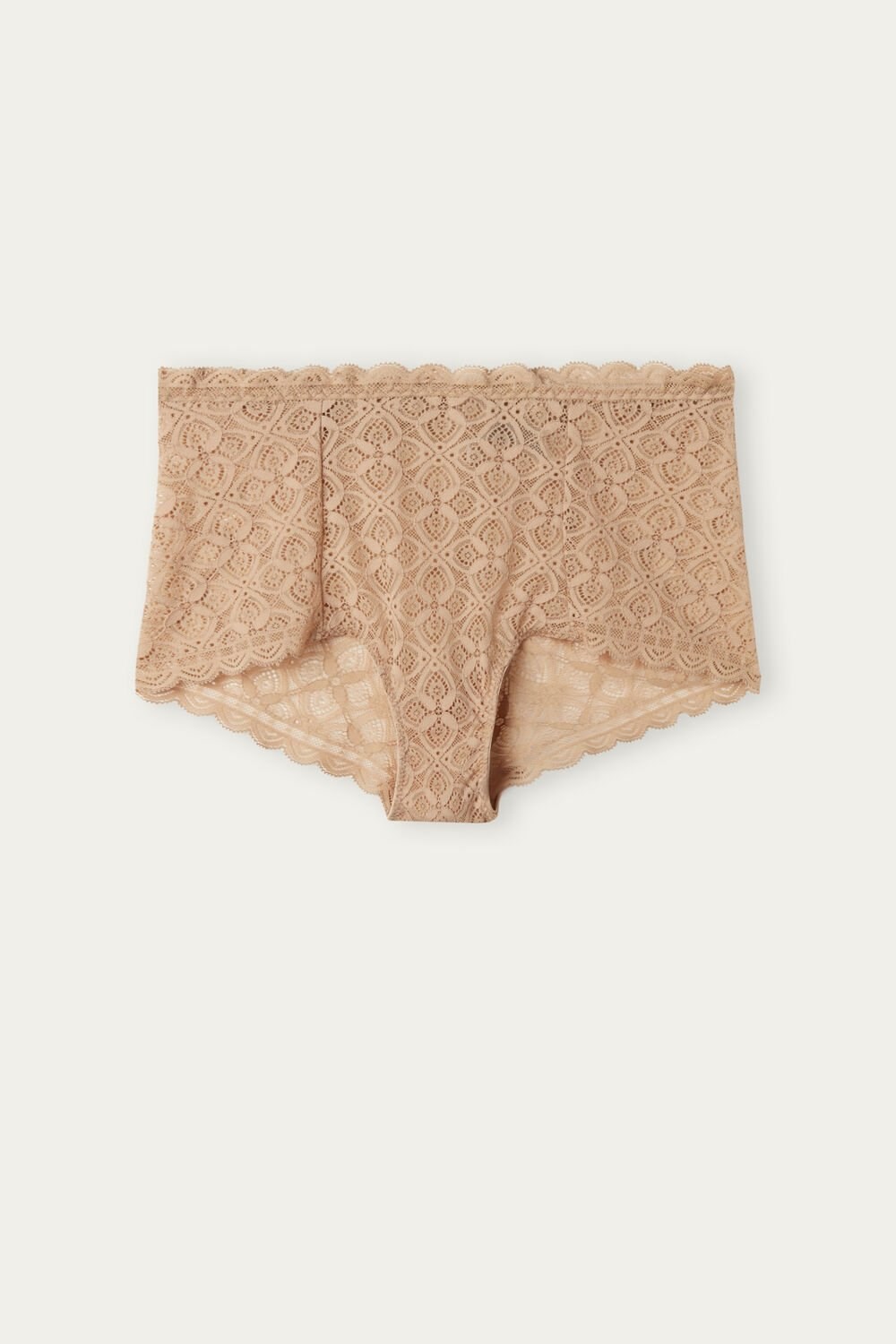 Natural - 044 - Soft Beige Intimissimi Lace High Waist Hipster | HCBF-68135