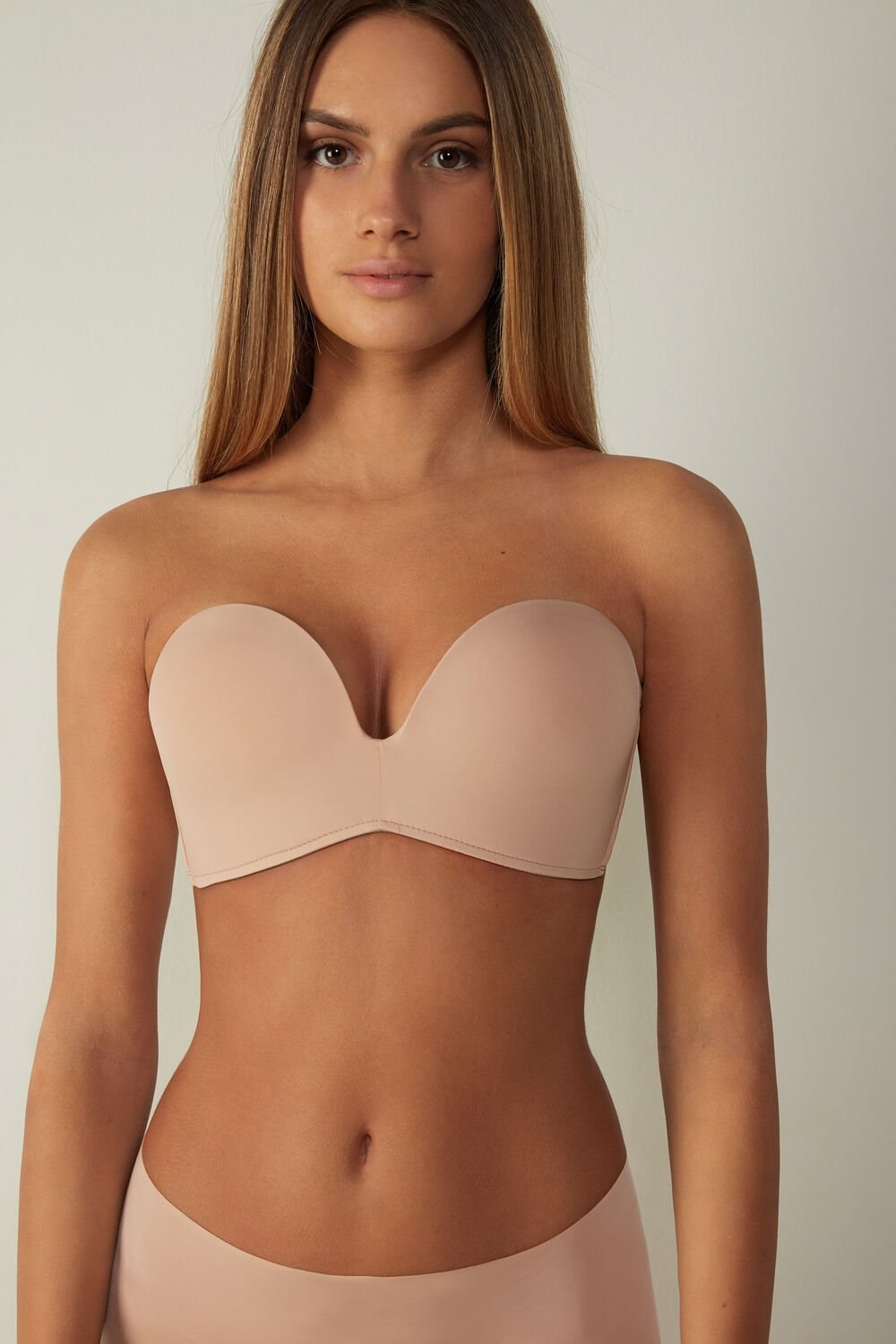 Natural - 044 - Soft Beige Intimissimi Laura Microfiber Bandeau Bra | SKNW-26075