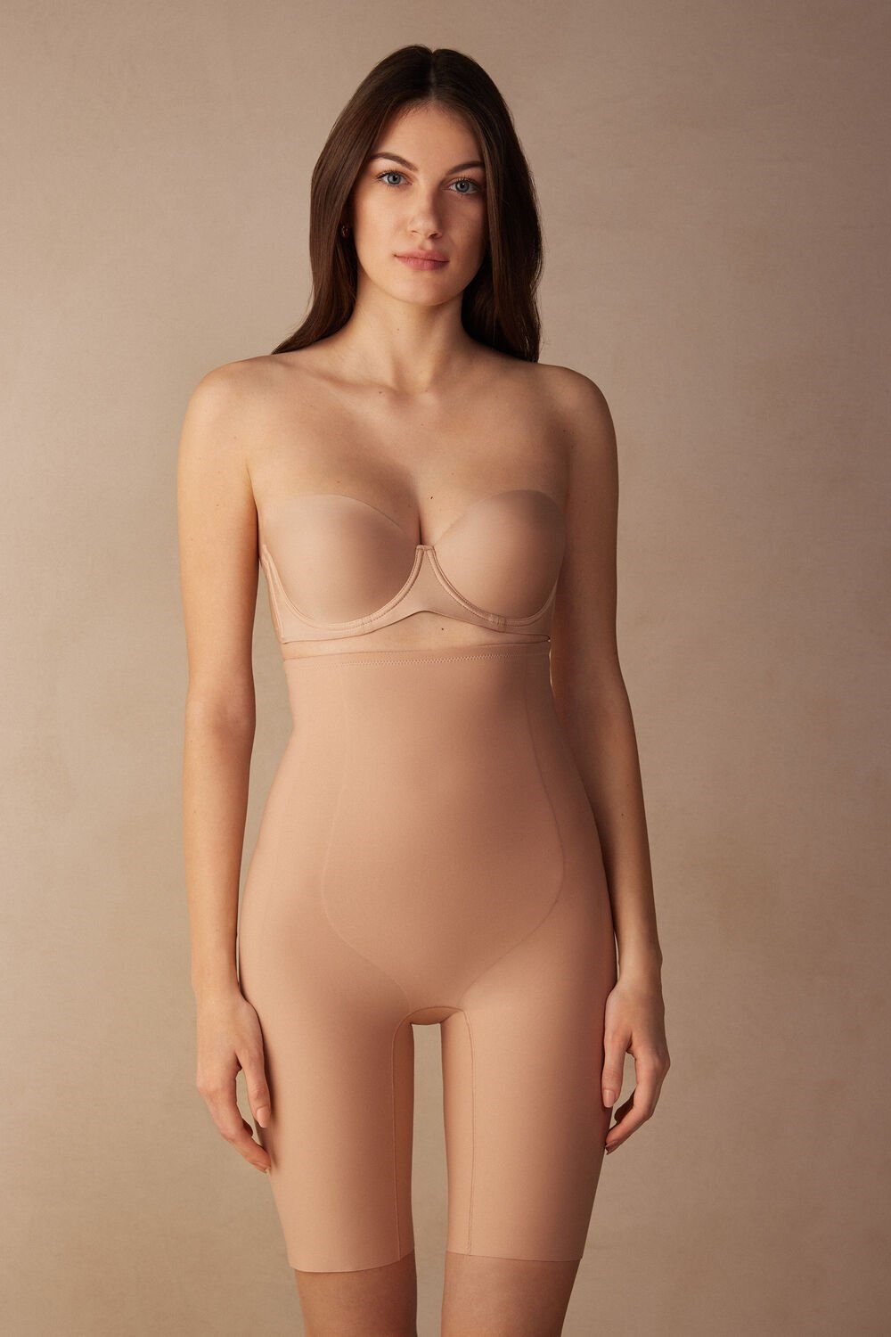 Natural - 044 - Soft Beige Intimissimi Shaping Shorts in Seamless Microfiber | UQIX-86429