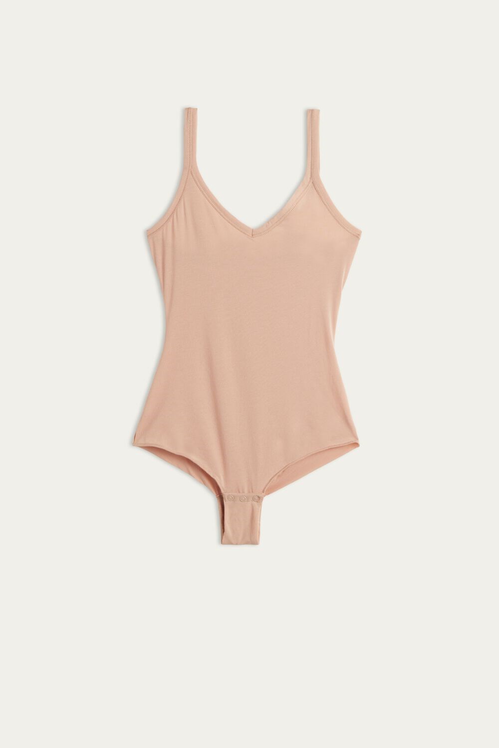 Natural - 044 - Soft Beige Intimissimi Tank Style Bodysuit in Supima® Ultralight Cotton | GEWM-36784