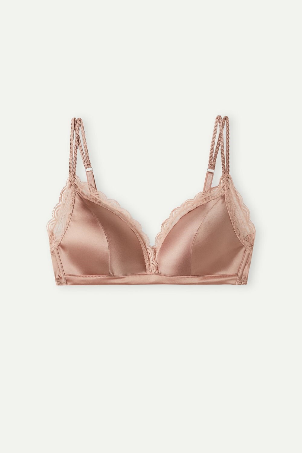 Natural - 163i - Satin Pink Intimissimi Tiziana Silk and Lace Triangle Bra | ACXS-93487