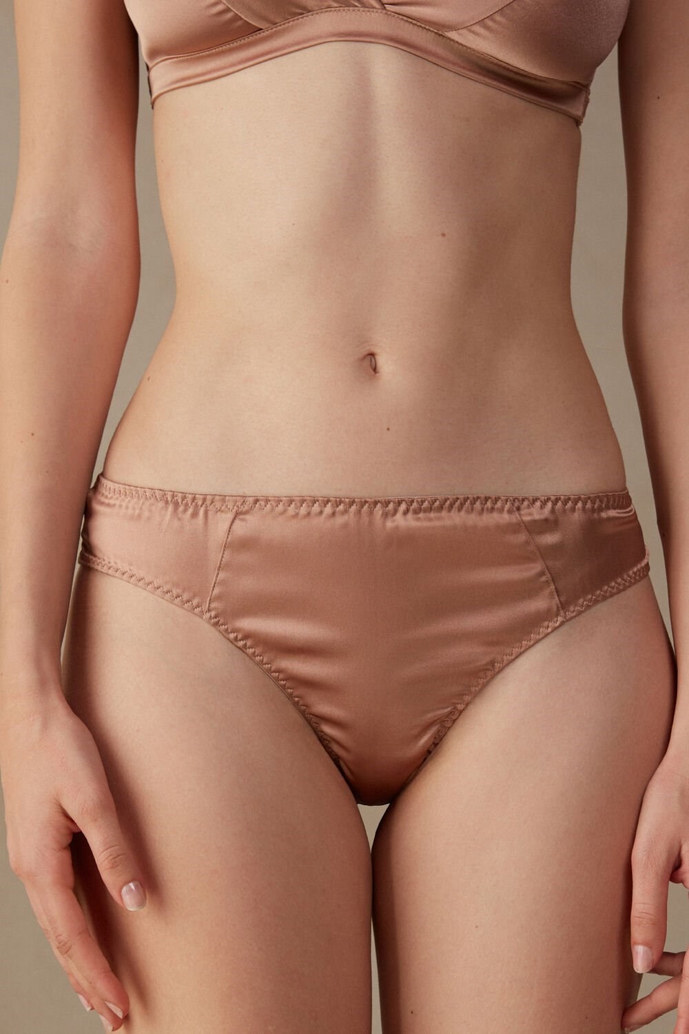 Natural - 163i - Satin Pink Intimissimi Silk Cheeky Briefs | DILS-30628