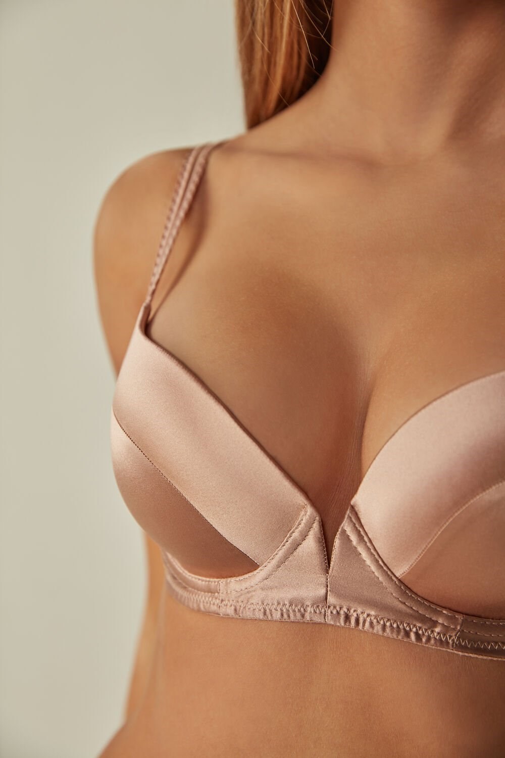 Natural - 163i - Satin Pink Intimissimi Mia Silk Super Push-Up Bra | MCVP-57619