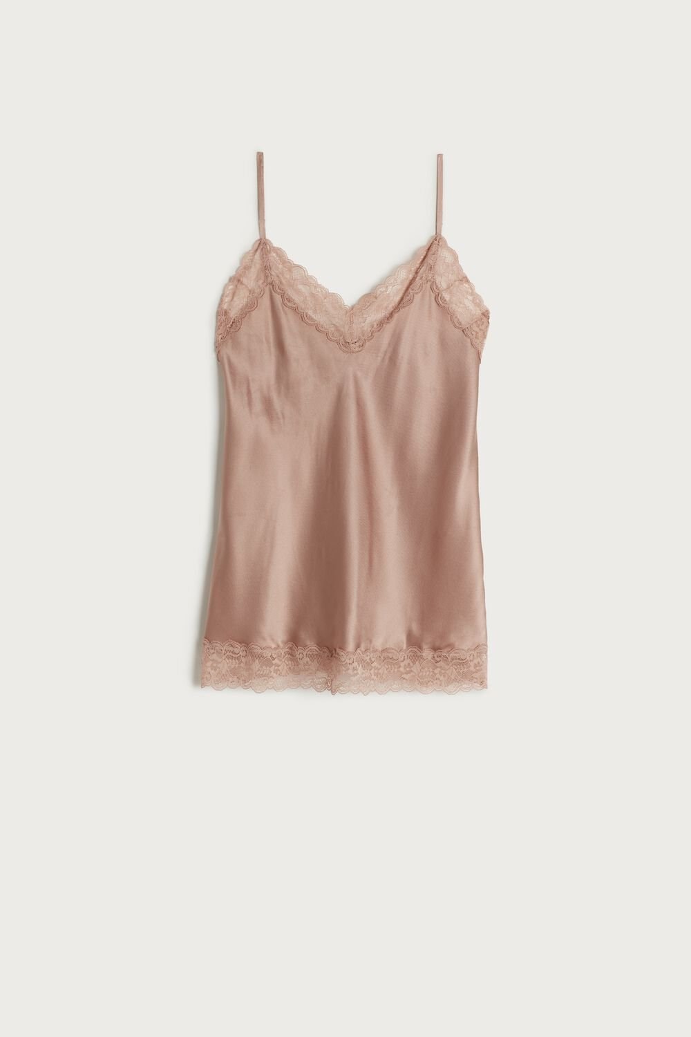 Natural - 163i - Satin Pink Intimissimi Lace and Silk Top | OEBG-57184