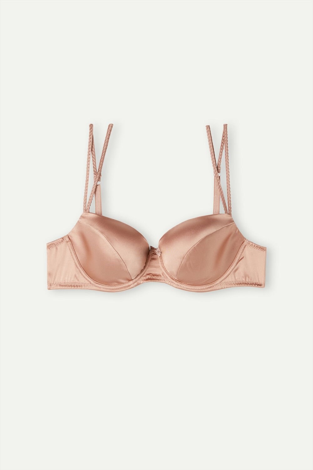 Natural - 163i - Satin Pink Intimissimi Sofia Balconette Bra in Silk | PDVS-42871