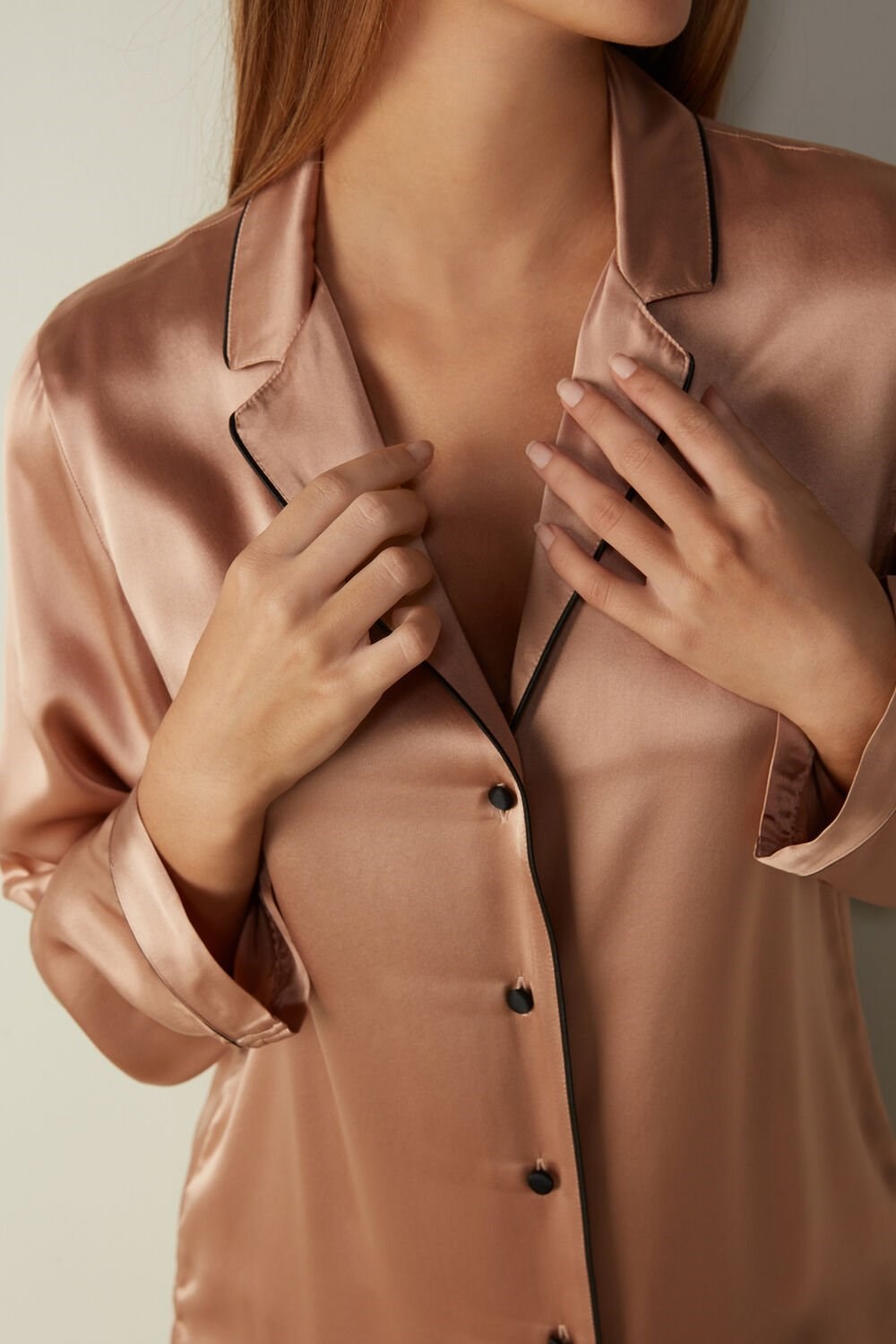 Natural - 163i - Satin Pink Intimissimi Mannish-Cut Jacket in Silk Satin | PZQW-39025