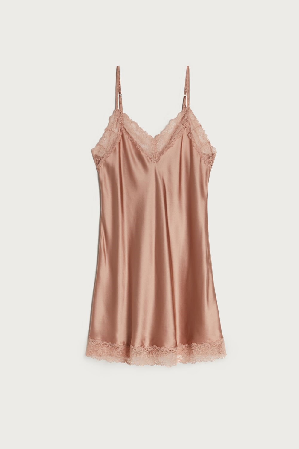 Natural - 163i - Satin Pink Intimissimi Silk Slip with Lace Insert Detail | RFCM-84570