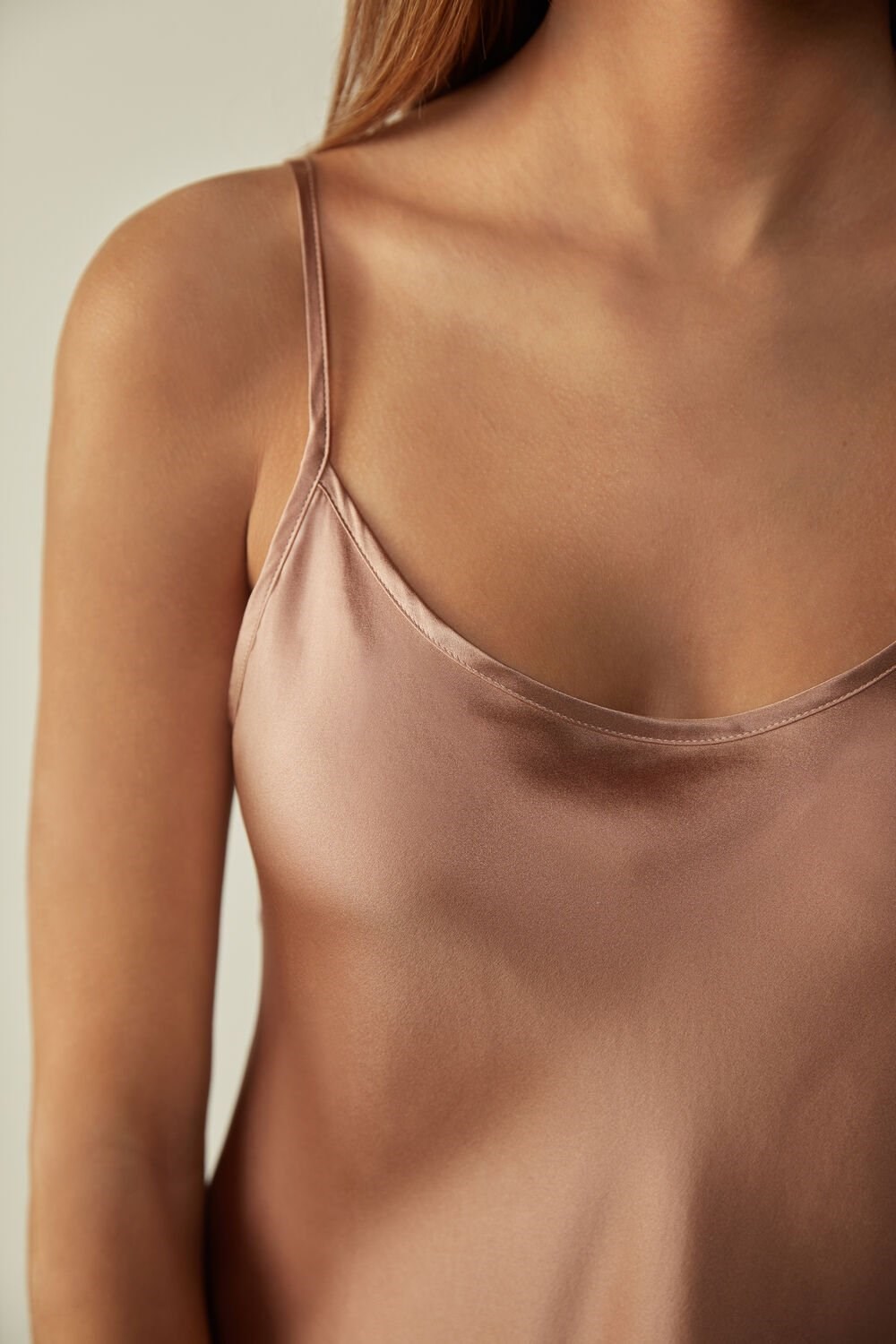 Natural - 163i - Satin Pink Intimissimi Top in Silk Satin | YSME-42167