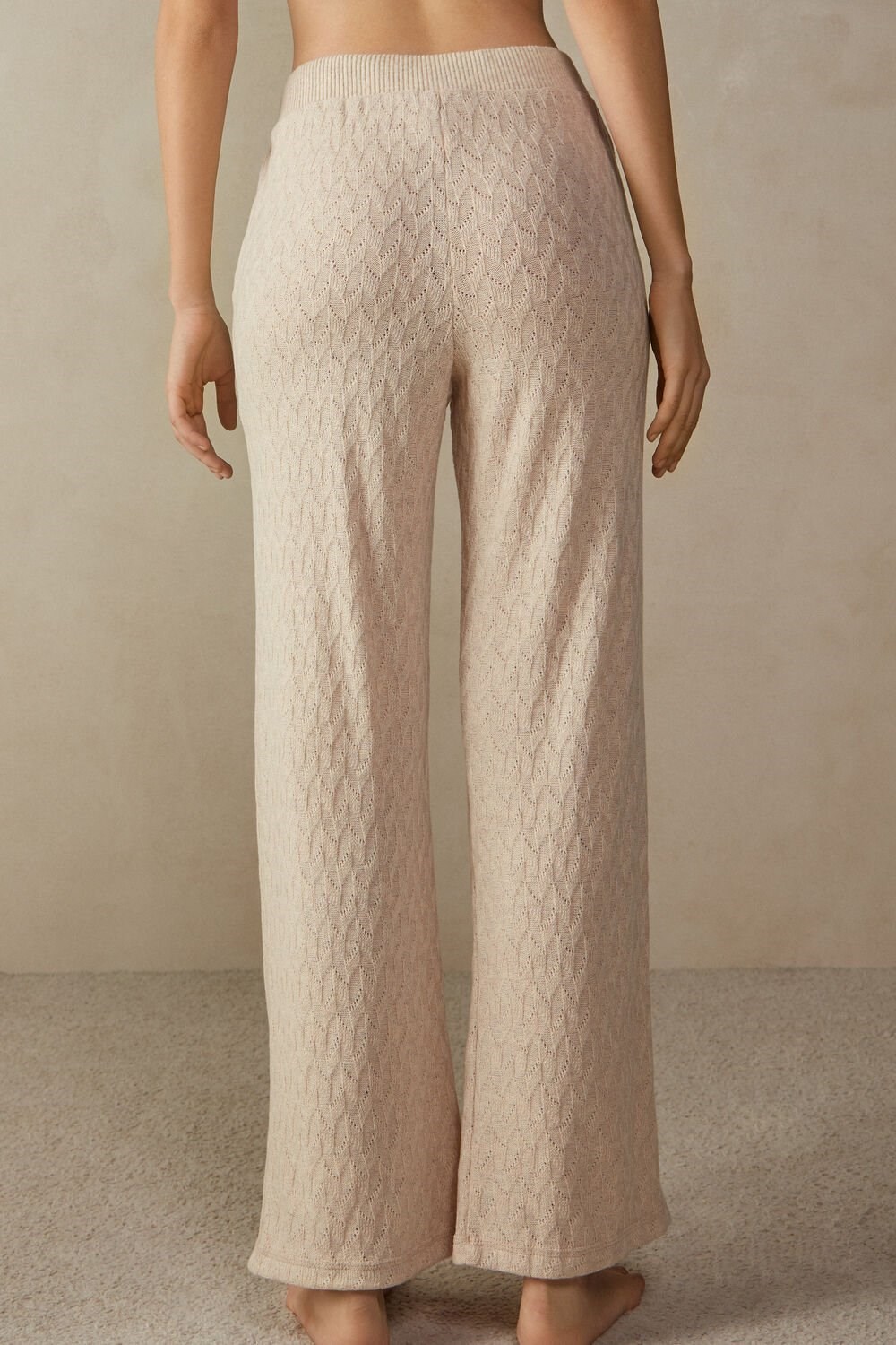 Natural - 2106 - Beige Blend Intimissimi Winter Braid Full Length Jacquard Pants | DTZG-27304