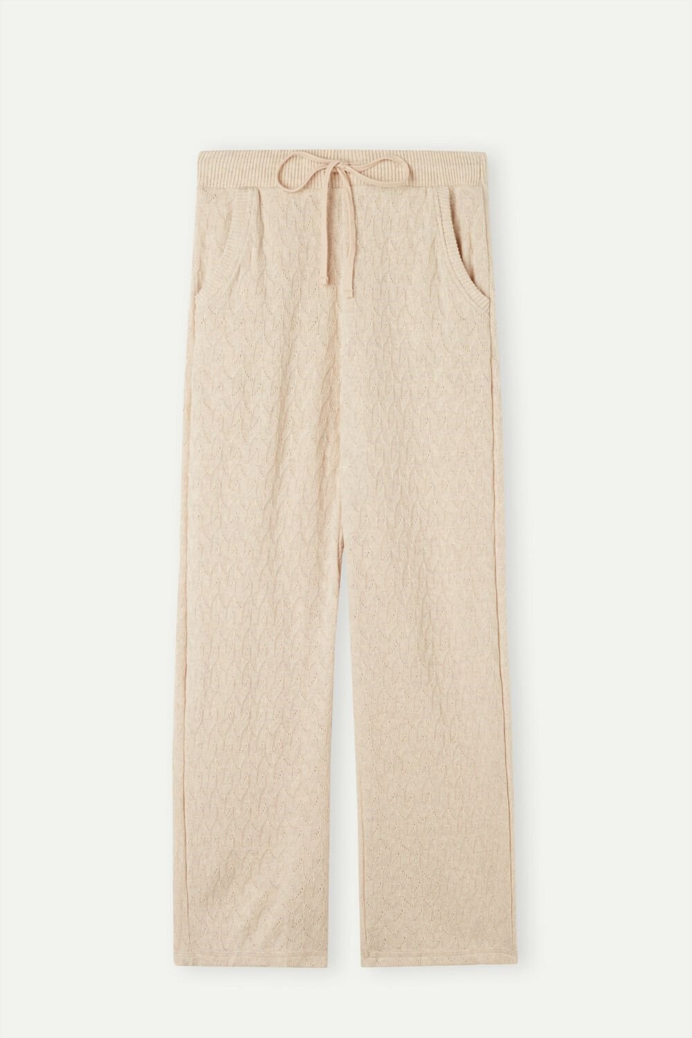 Natural - 2106 - Beige Blend Intimissimi Winter Braid Full Length Jacquard Pants | DTZG-27304