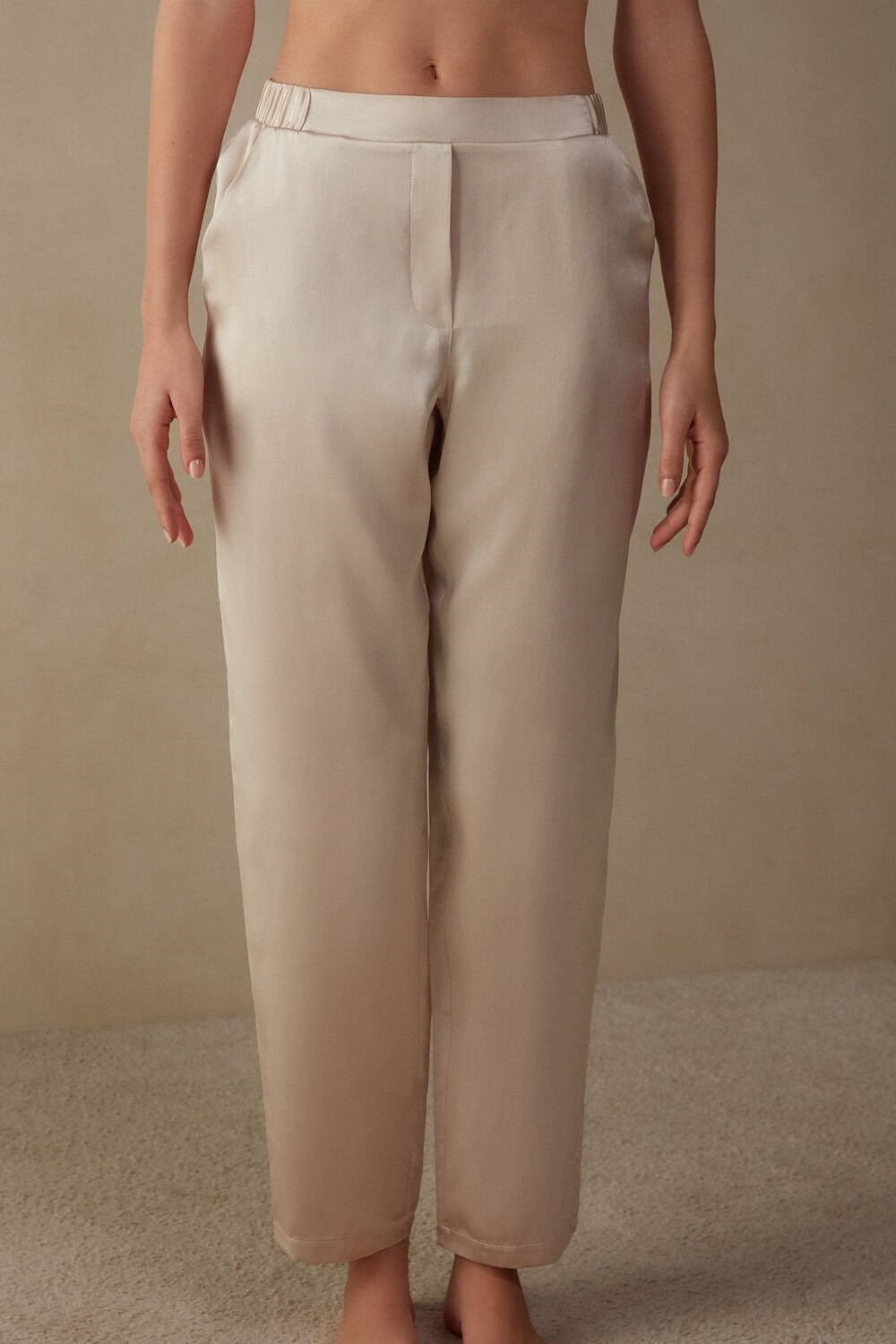 Natural - 2280 - Silk Pink Intimissimi Straight Silk Pants | QJWA-18936