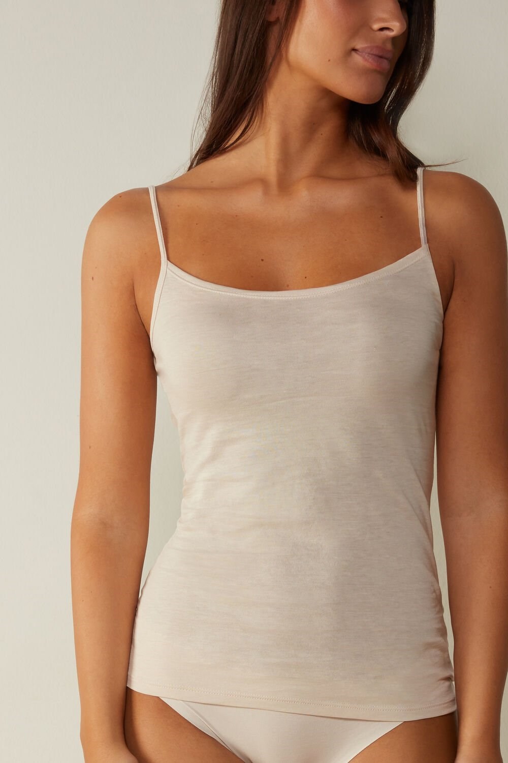 Natural - 2280 - Silk Pink Intimissimi Ultrafresh Supima® Cotton Vest Top | WNMD-64072