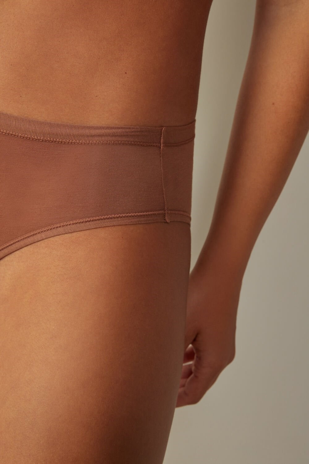 Natural - 502i - Dark Beige Intimissimi Ultralight Supima® Cotton Briefs | BVHM-29461