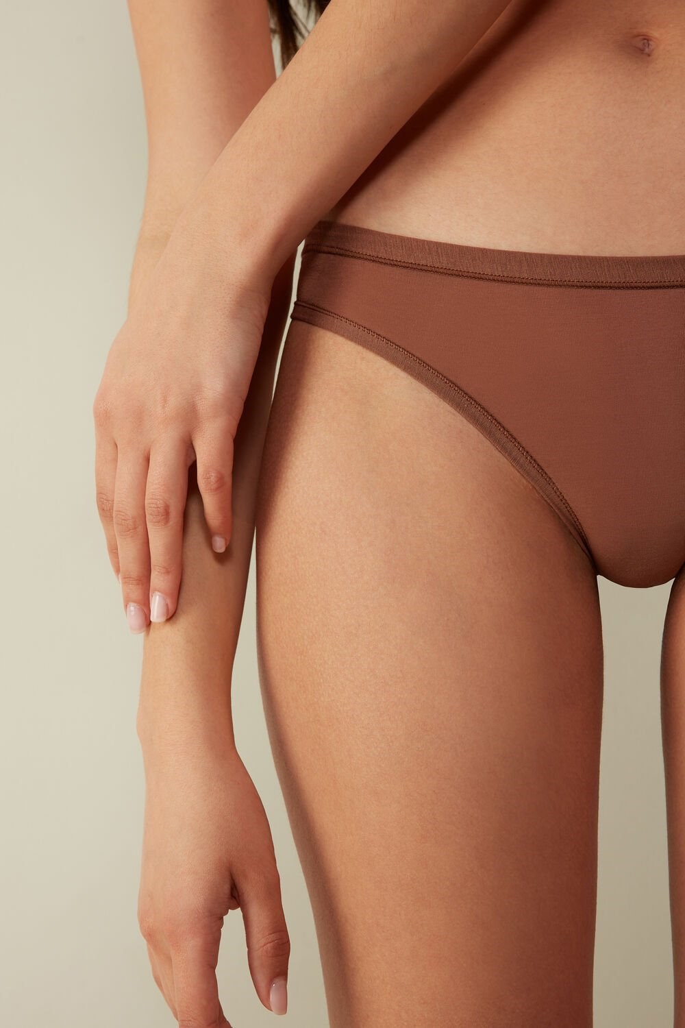 Natural - 502i - Dark Beige Intimissimi Brazilian Panties in Ultralight Supima® Cotton | OAMC-21658