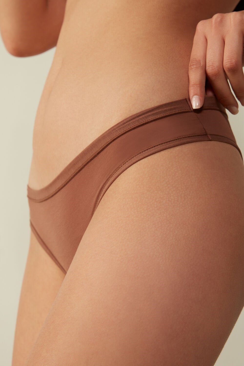 Natural - 502i - Dark Beige Intimissimi Brazilian Panties in Ultralight Supima® Cotton | OAMC-21658