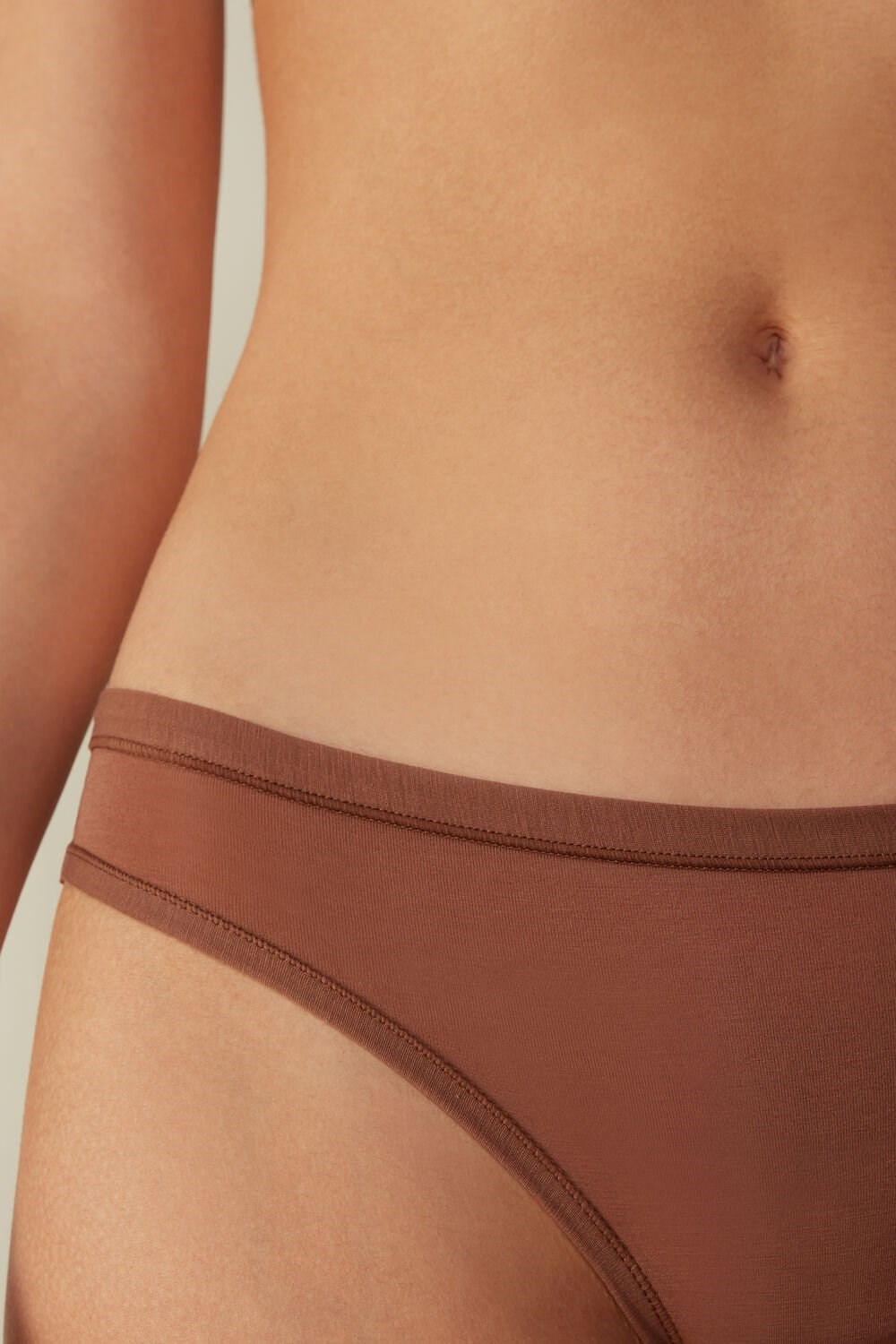 Natural - 502i - Dark Beige Intimissimi Brazilian Panties in Ultralight Supima® Cotton | OAMC-21658