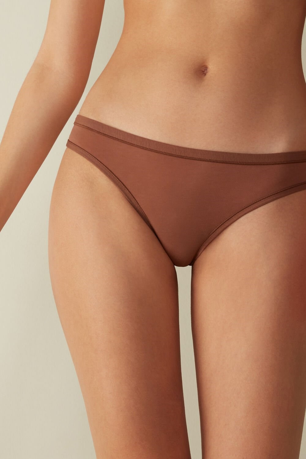 Natural - 502i - Dark Beige Intimissimi Brazilian Panties in Ultralight Supima® Cotton | OAMC-21658