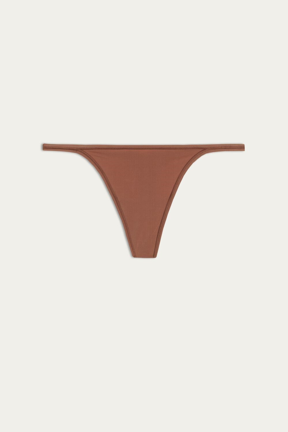 Natural - 502i - Dark Beige Intimissimi Thong with Ultralight Microfiber Straps | USGY-79580