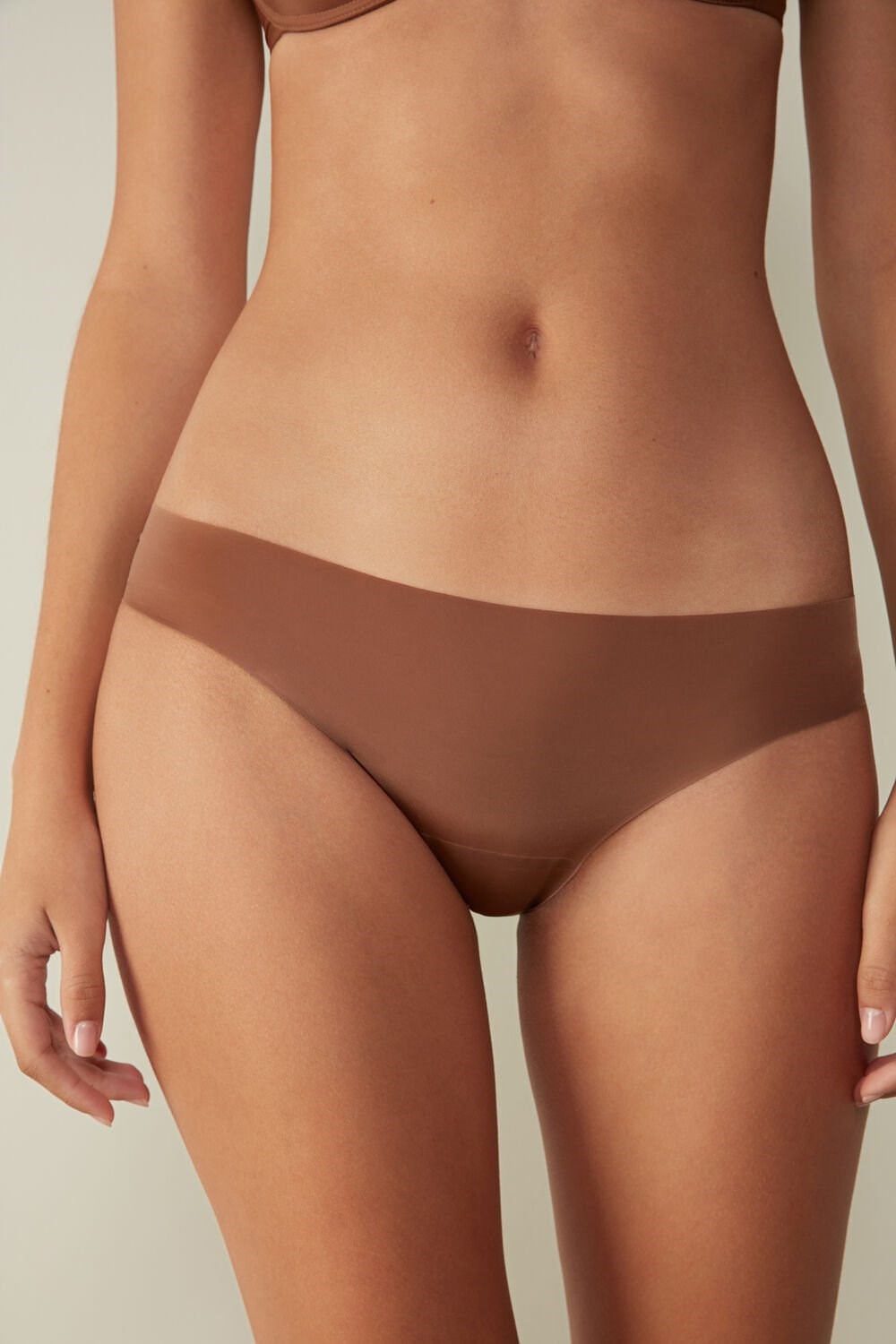 Natural - 502i - Dark Beige Intimissimi Seamless Microfiber Panties | VABD-43270