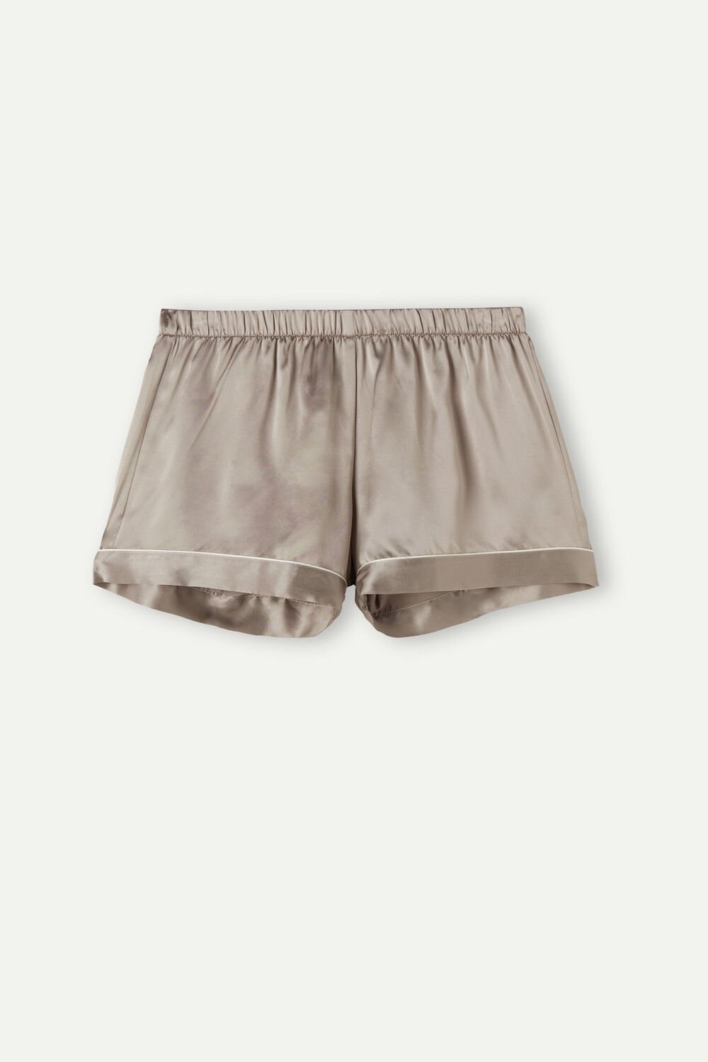 Natural - 651i - Powder Beige Intimissimi Silk Shorts with Contrast Trim | UEKQ-86749