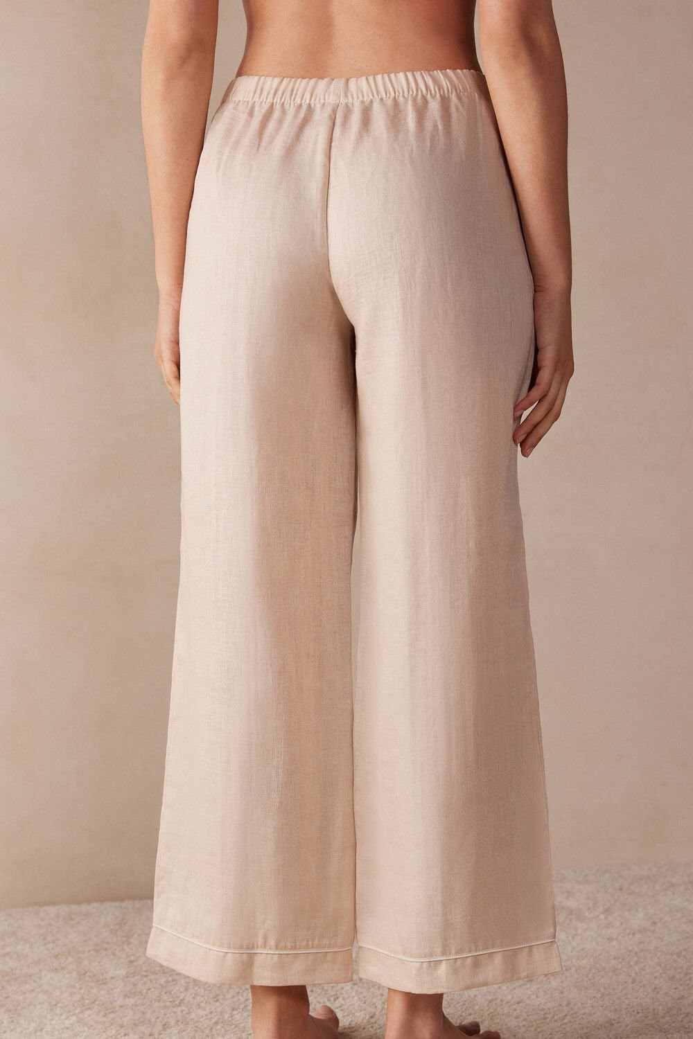 Natural - 913i - Rope Beige Intimissimi Yacht Night Linen Pants | UPIR-91504