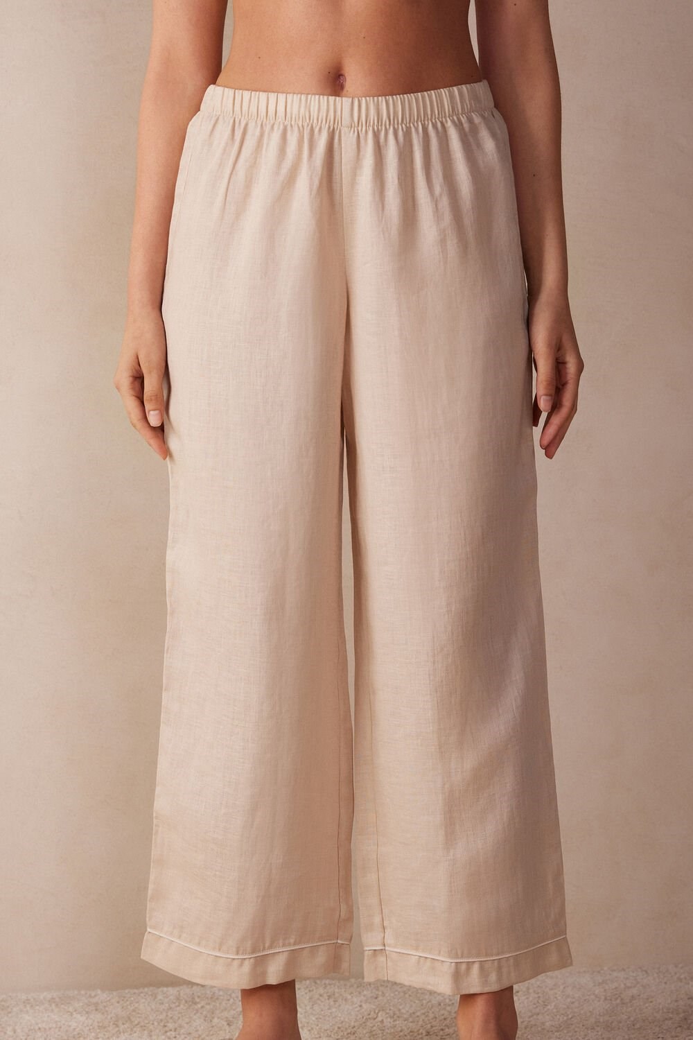 Natural - 913i - Rope Beige Intimissimi Yacht Night Linen Pants | UPIR-91504