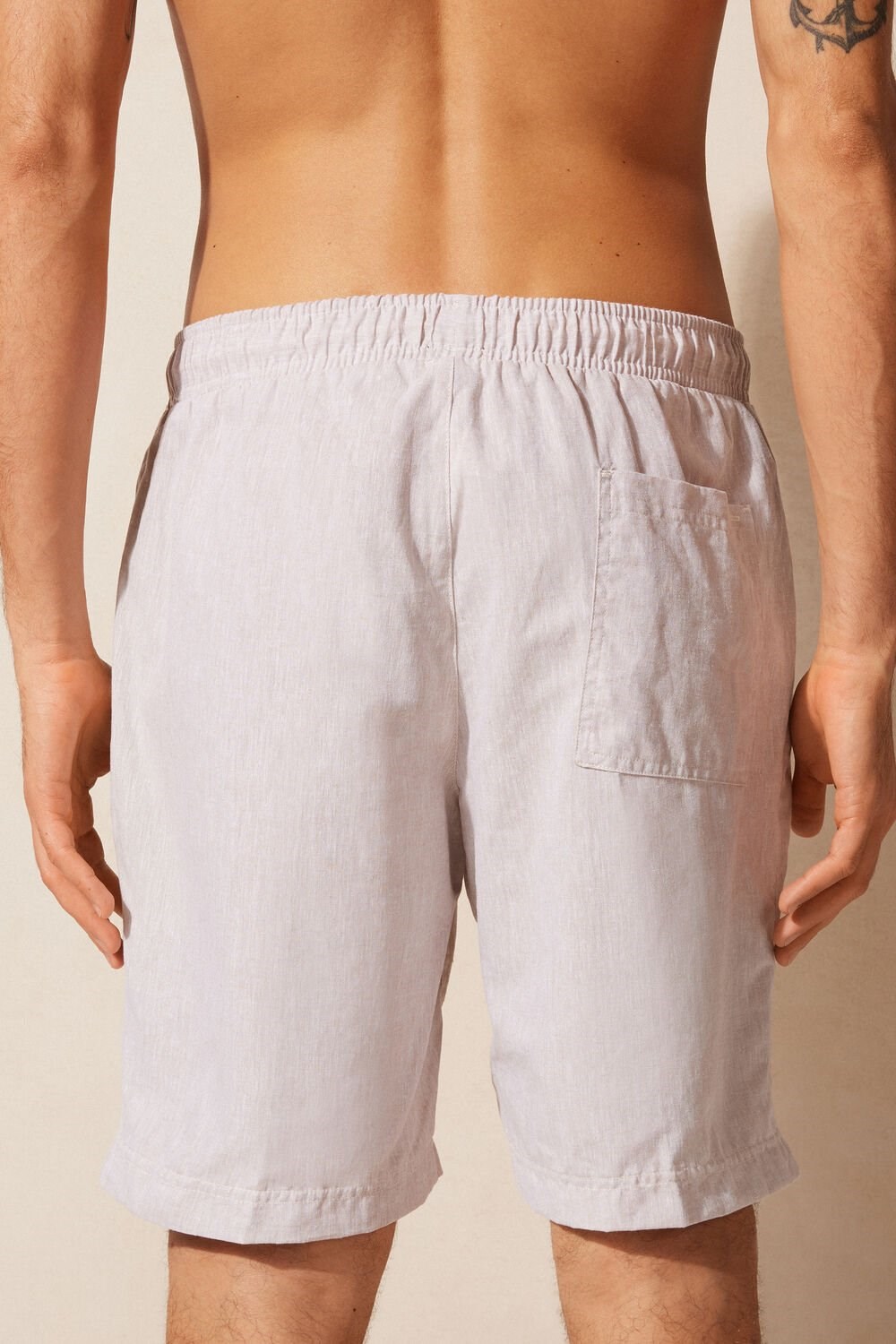 Natural - 917i - Linen White Intimissimi Linen and Cotton Shorts | AFQH-21046