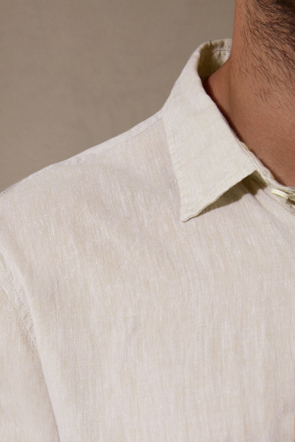 Natural - 917i - Linen White Intimissimi Linen and Cotton Shirt | VZDR-86129