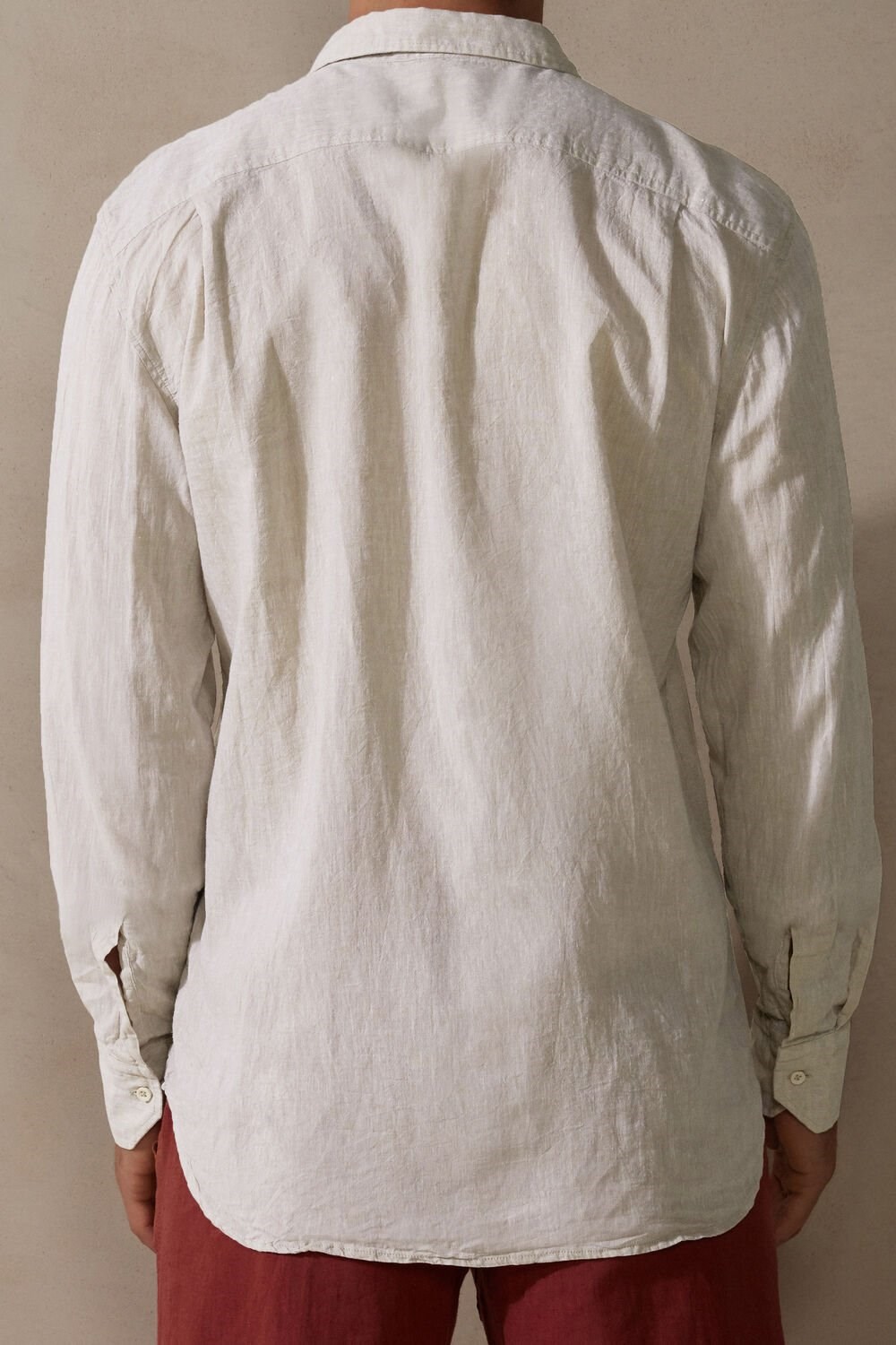 Natural - 917i - Linen White Intimissimi Linen and Cotton Shirt | VZDR-86129