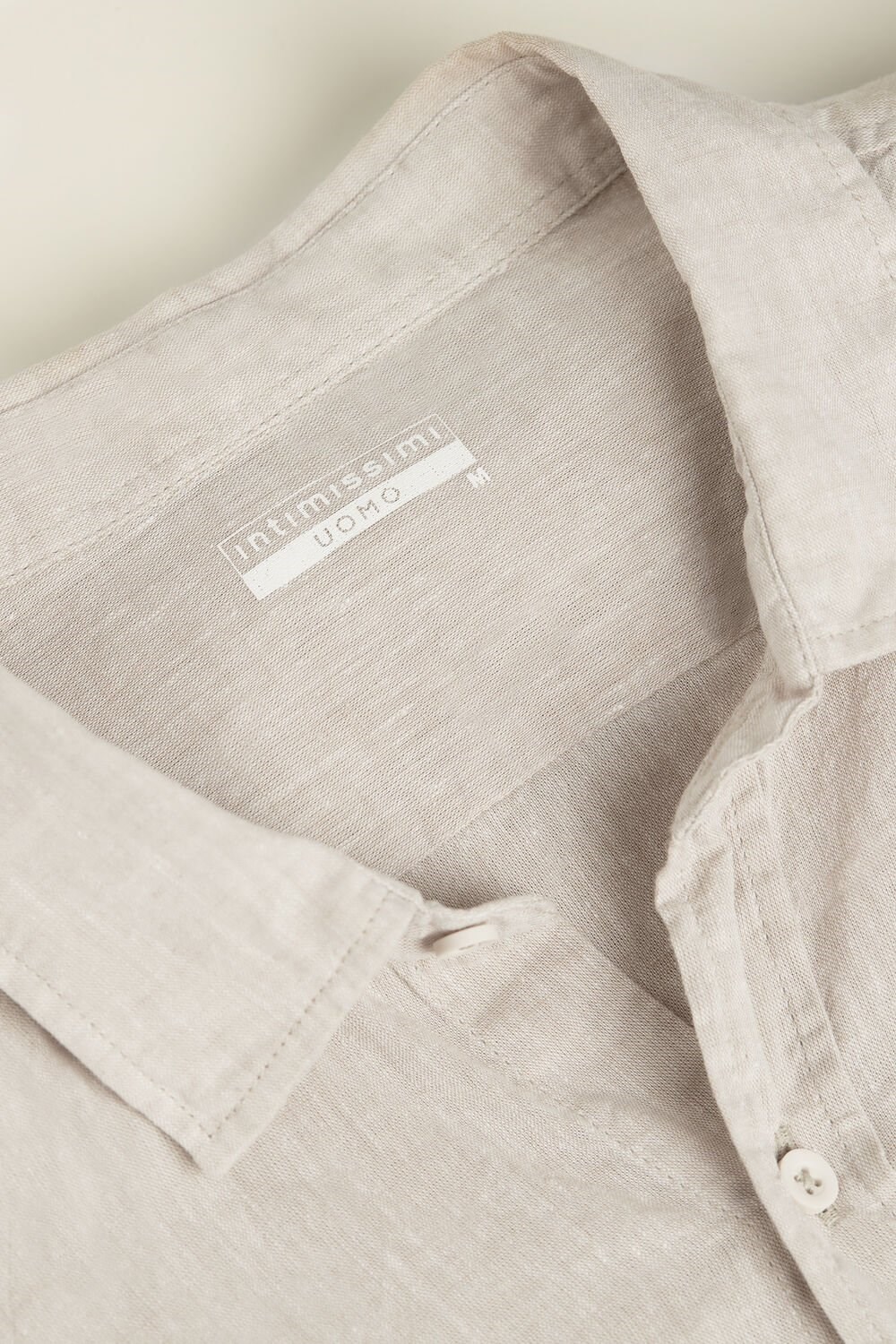 Natural - 917i - Linen White Intimissimi Linen and Cotton Shirt | VZDR-86129