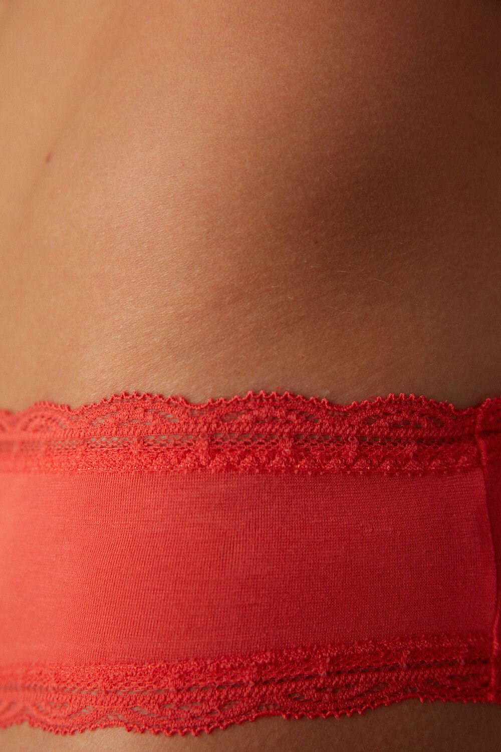 Orange - 219j - Flame Scarlet Intimissimi Cotton and Lace Panties | CBSU-28593