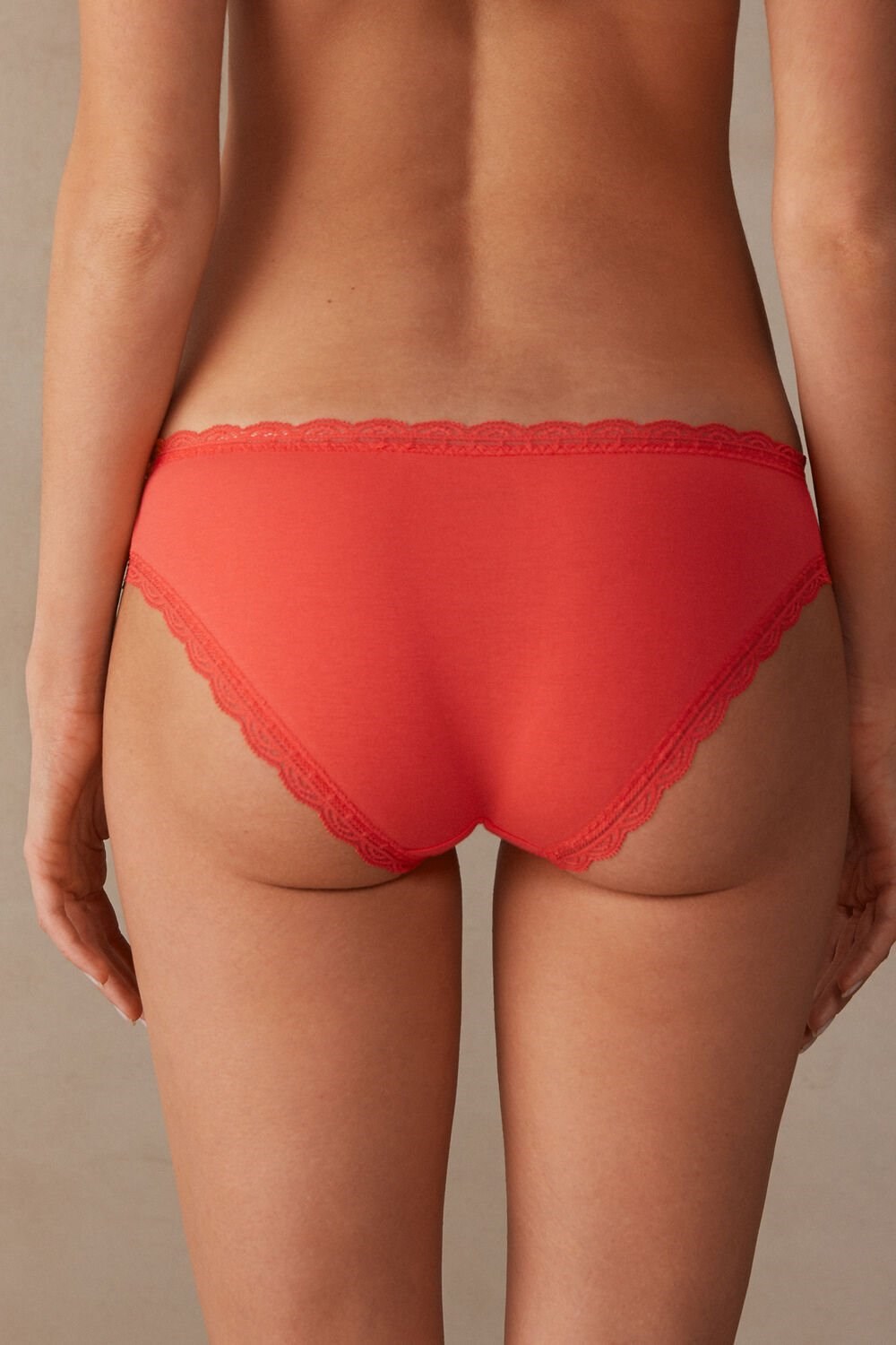 Orange - 219j - Flame Scarlet Intimissimi Cotton and Lace Panties | CBSU-28593